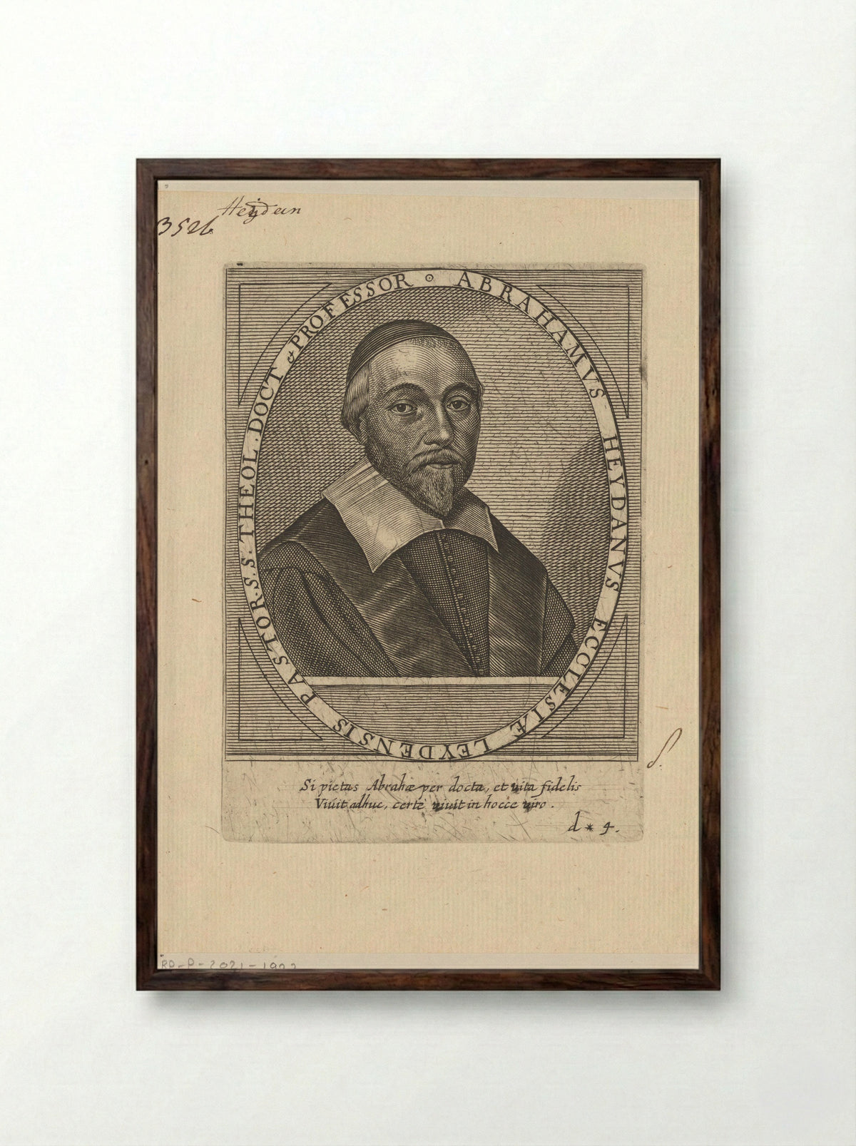 Portret van Abraham Heidanus - Johannes Ammon - Framed Print Dark Wood