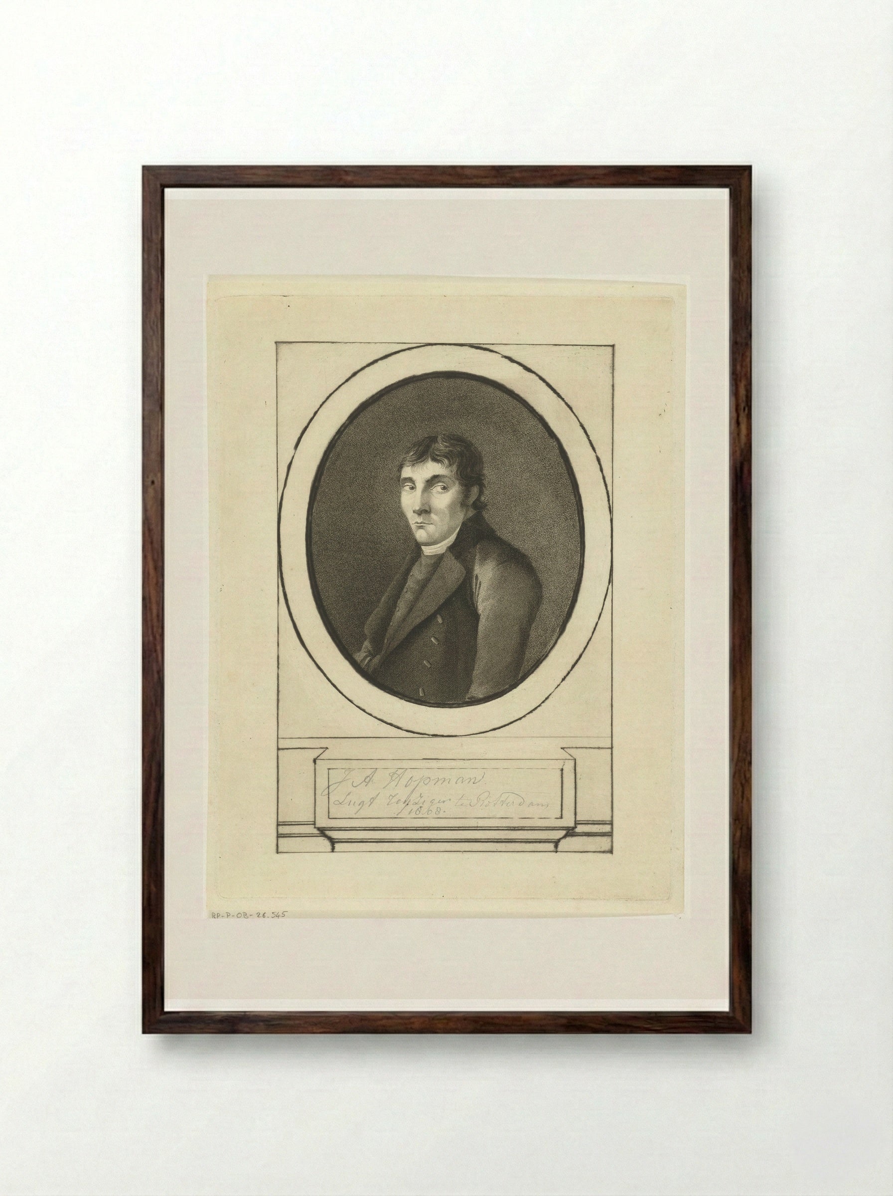 Portret van Abraham Hopman - Joannes Bemme - Framed Print Dark Wood