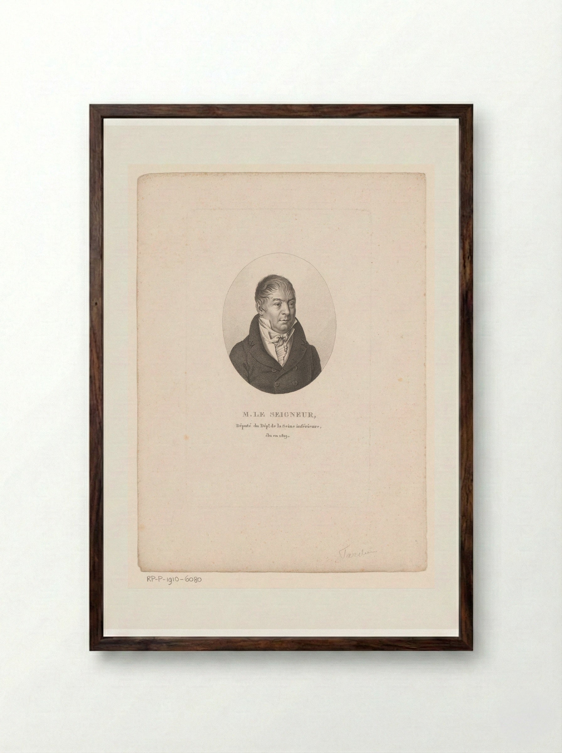 Portret van Abraham Leseigneur - Ambroise Tardieu - Framed Print Dark Wood
