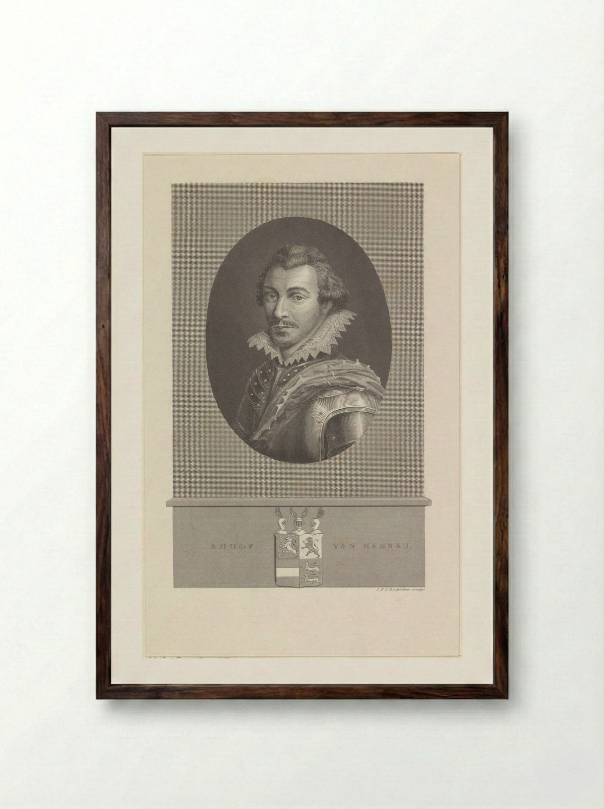Portret van Adolf, graaf van Nassau-Siegen - J.F.C. Reckleben - Framed Print Dark Wood
