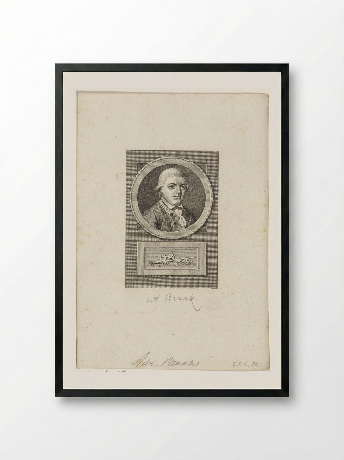 Portret van Adriaan Braak - Reinier Vinkeles - Framed Print Black