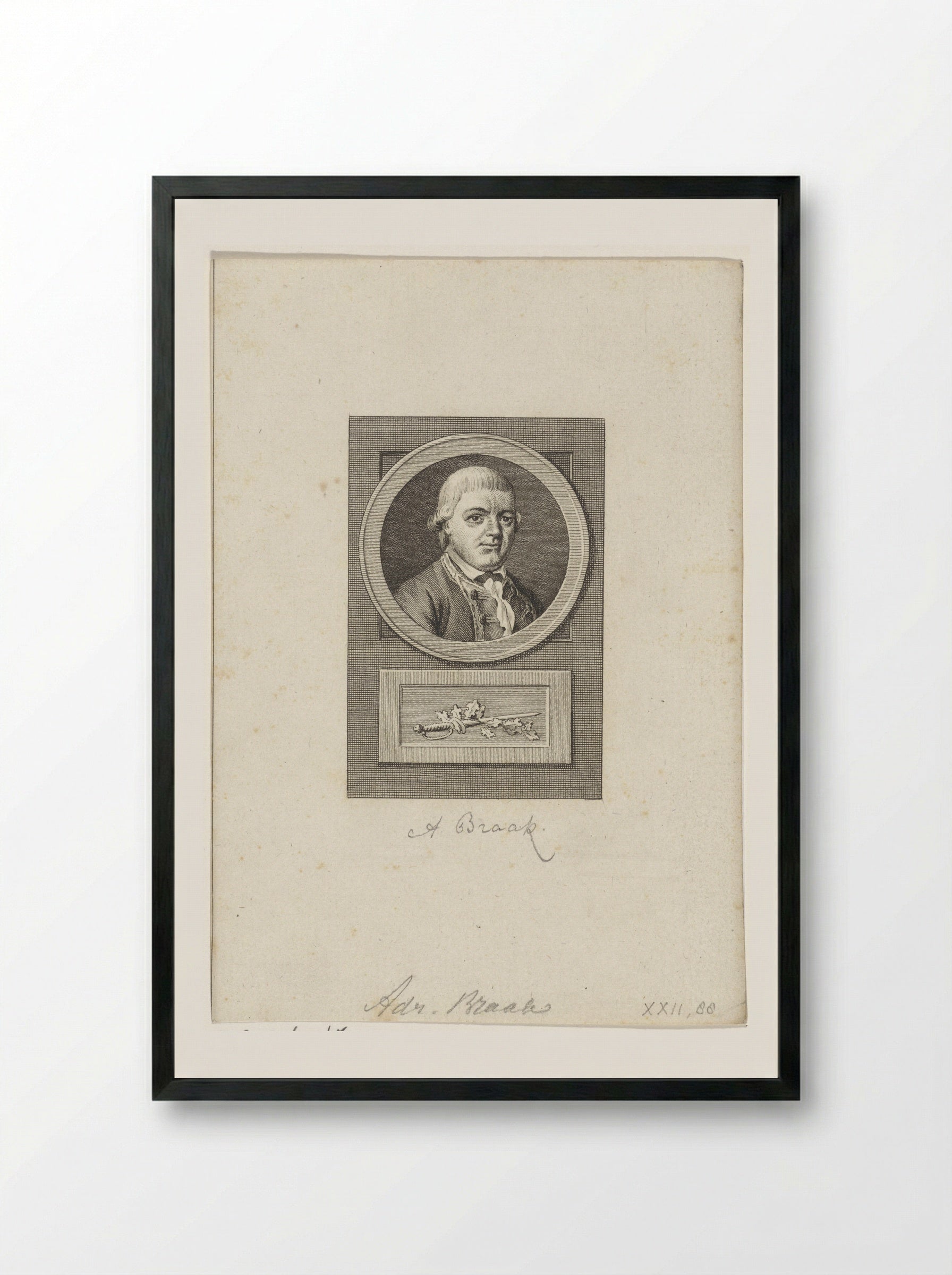 Portret van Adriaan Braak - Reinier Vinkeles - Framed Print Black