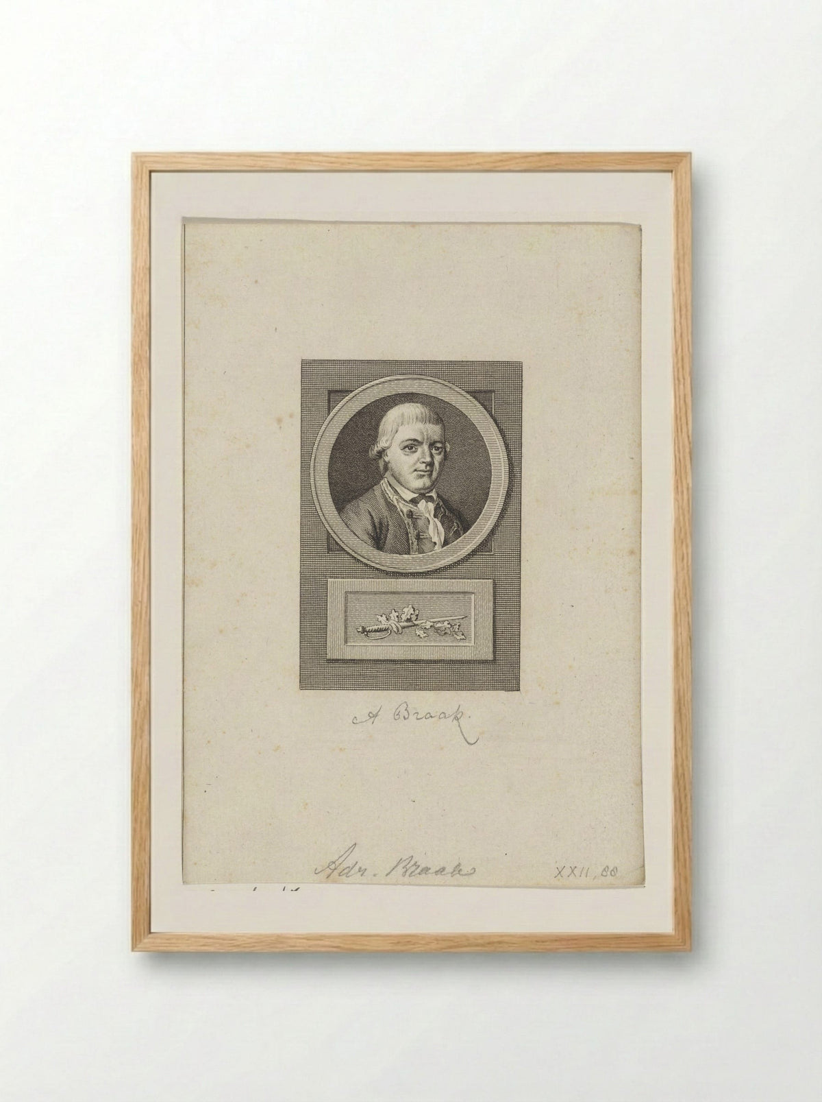 Portret van Adriaan Braak - Reinier Vinkeles - Framed Print Wood