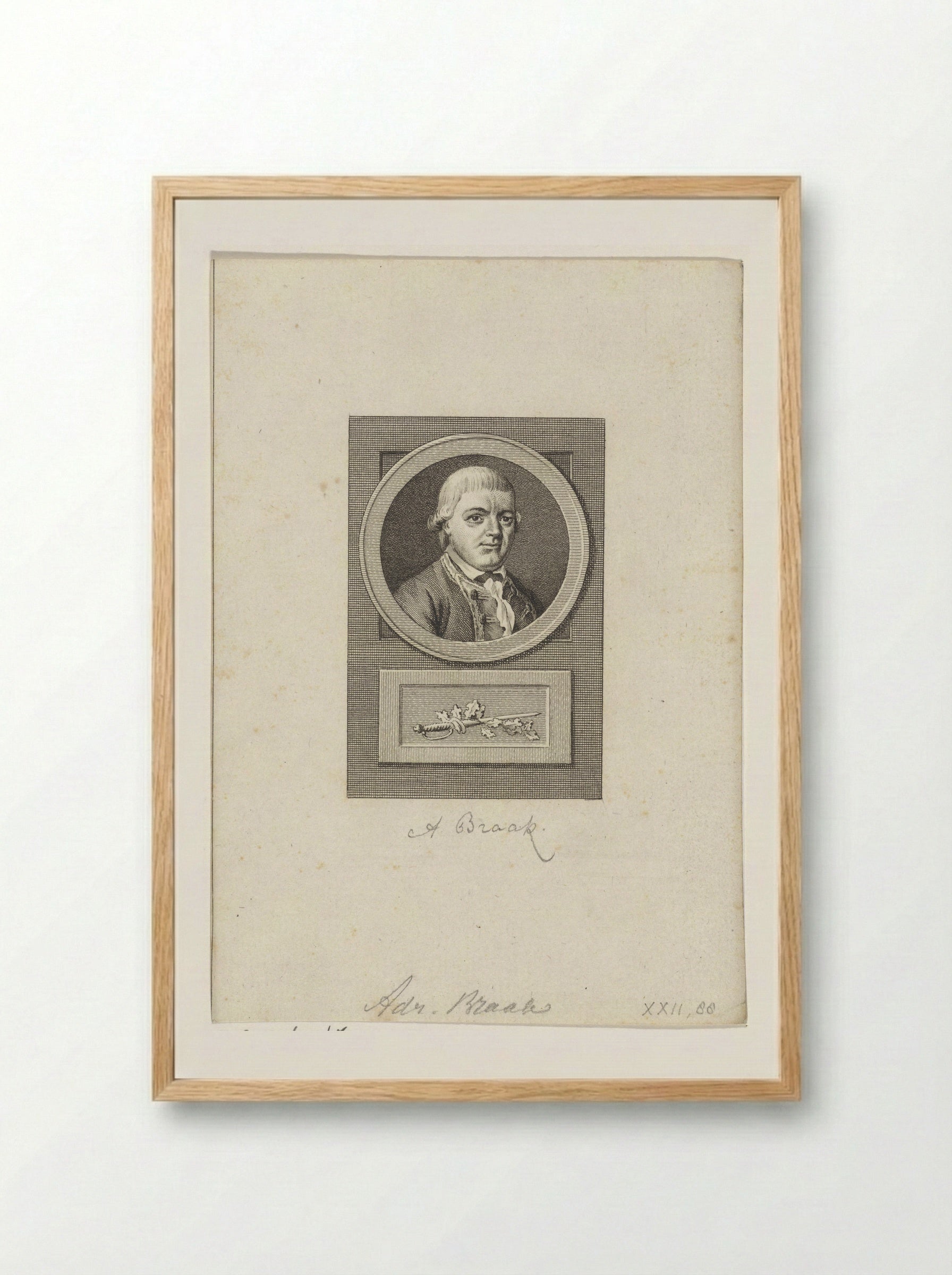 Portret van Adriaan Braak - Reinier Vinkeles - Framed Print Wood
