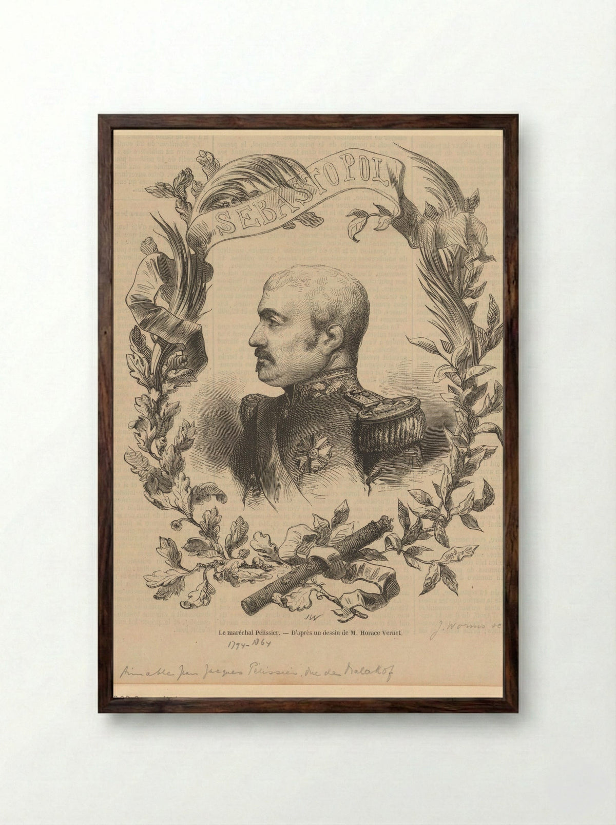 Portret van Aimable Jean Jacques Pélissier - Jacques-Julien Dubochet - Framed Print Dark Wood