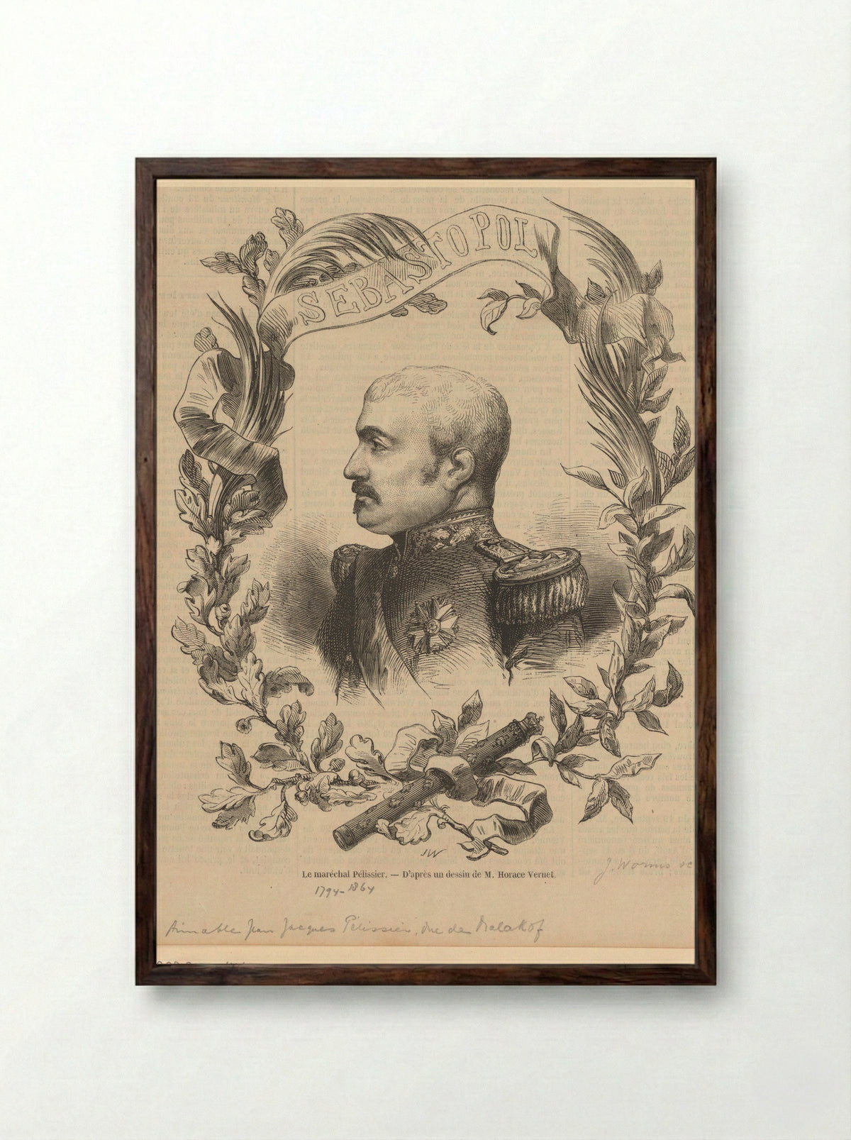 Portret van Aimable Jean Jacques Pélissier - Jacques-Julien Dubochet - Framed Print Dark Wood