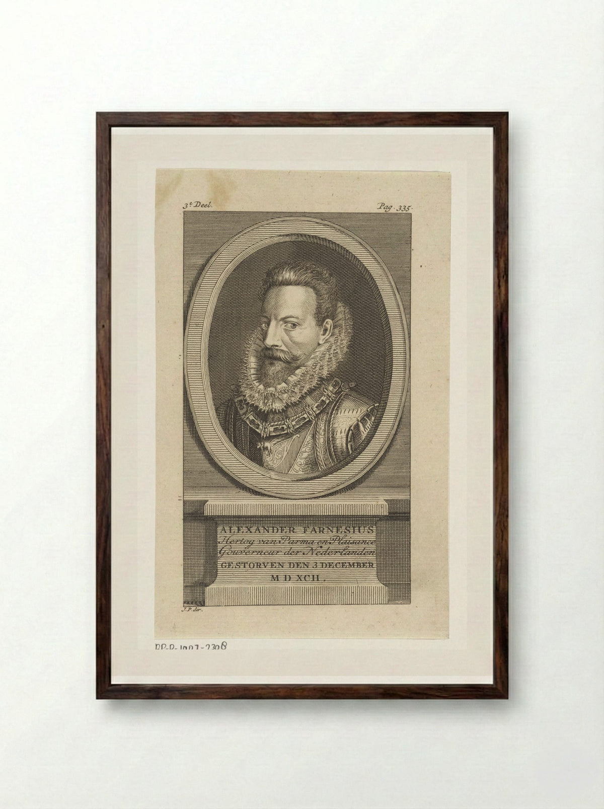 Portret van Alessandro Farnese, hertog van Parma - Jan Punt - Framed Print Dark Wood