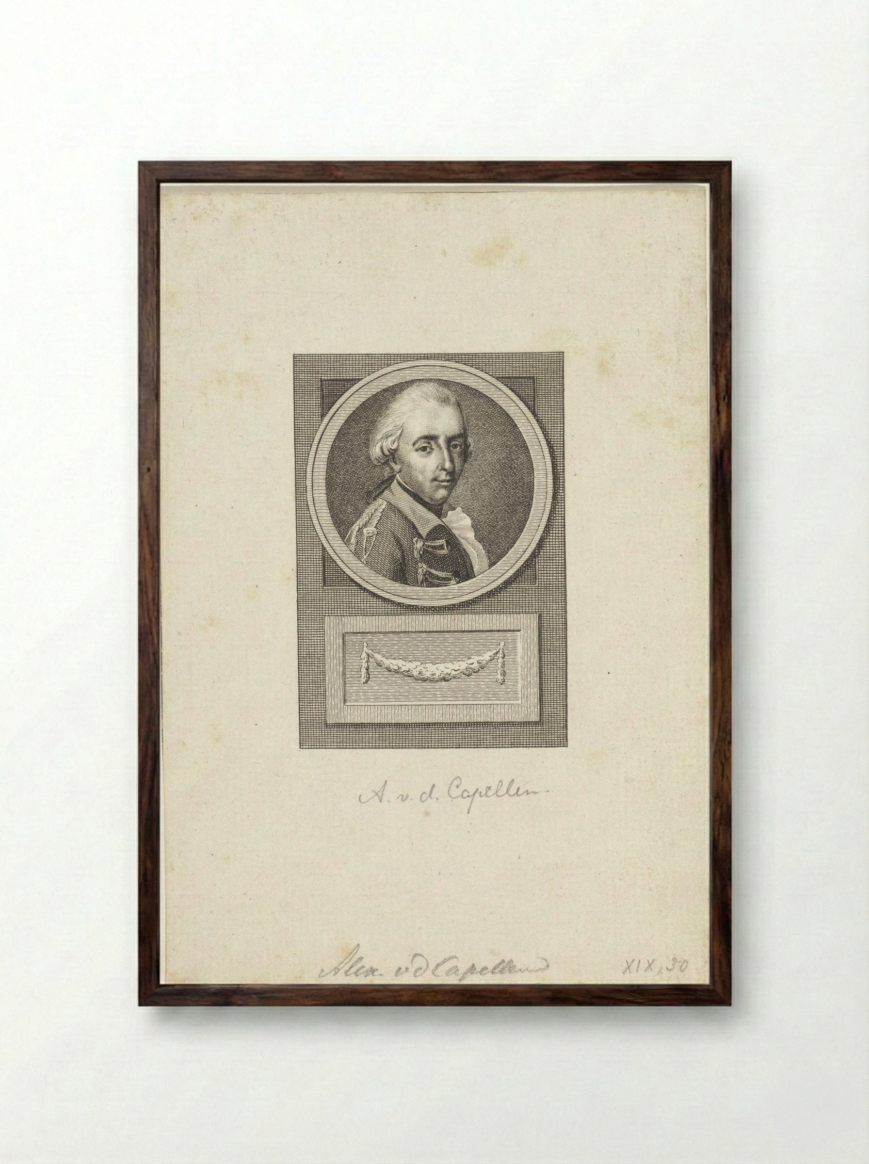 Portret van Alexander Philip van der Capellen - Reinier Vinkeles - Framed Print Dark Wood