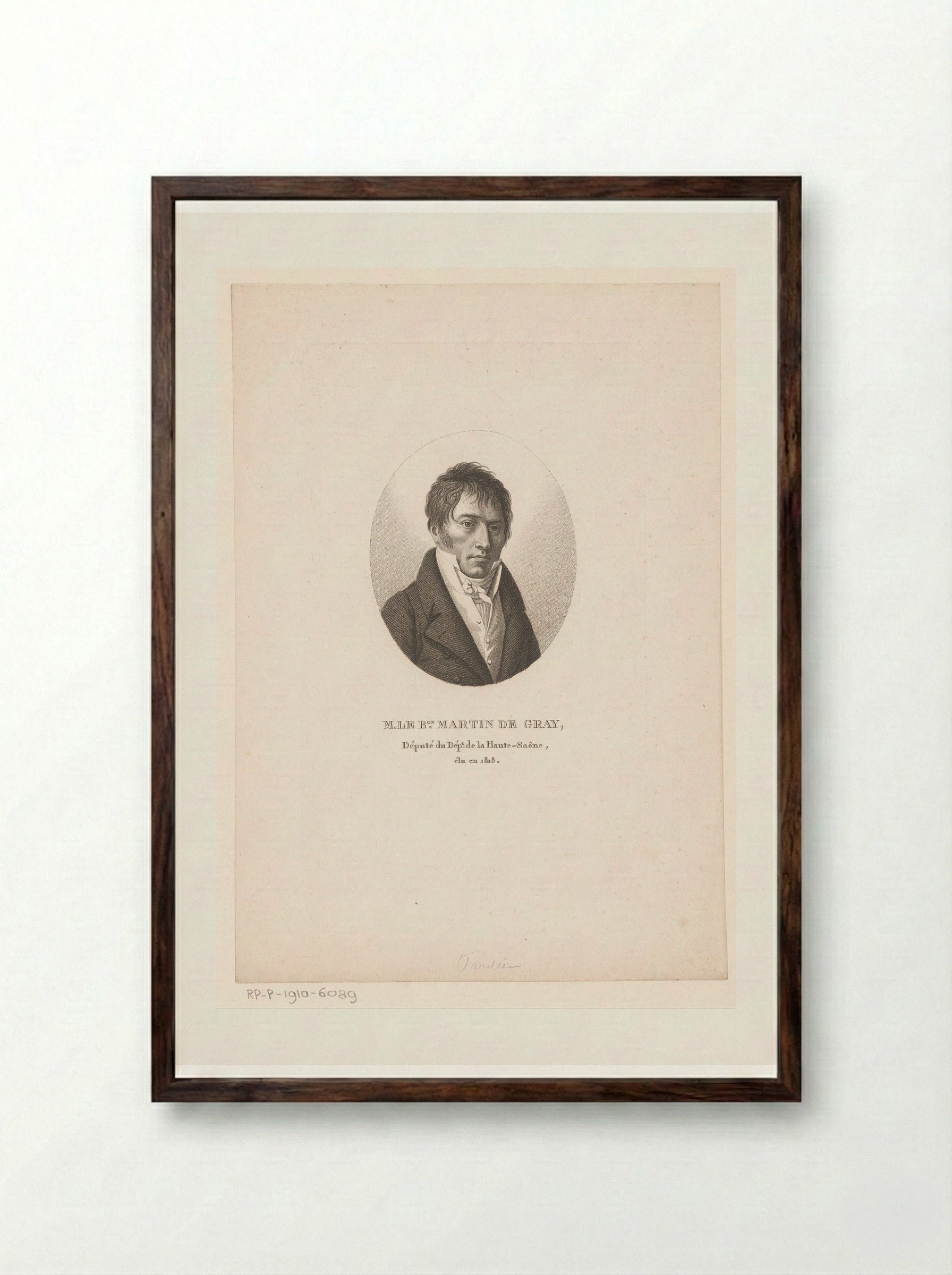 Portret van Alexandre François Joseph Martin de Gray - Ambroise Tardieu - Framed Print Dark Wood