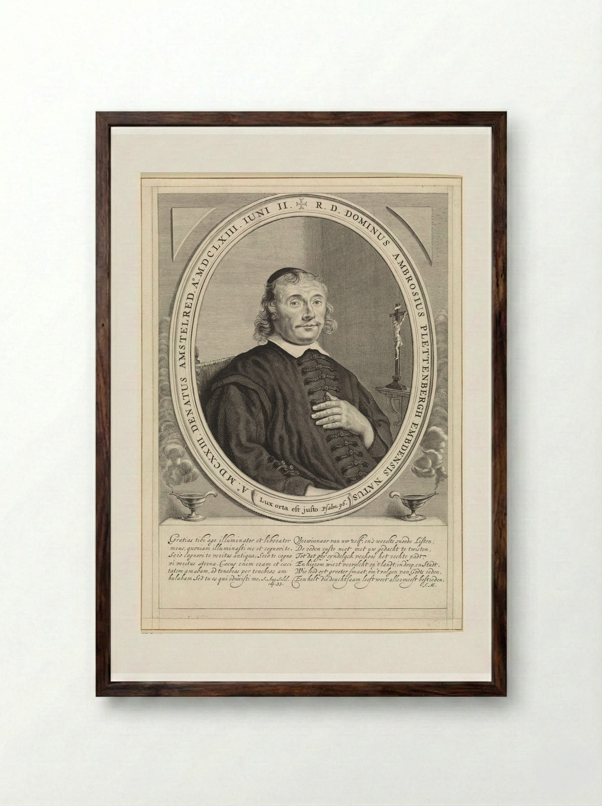 Portret van Ambrosius Plettenbergh - Theodor Matham - Framed Print Dark Wood