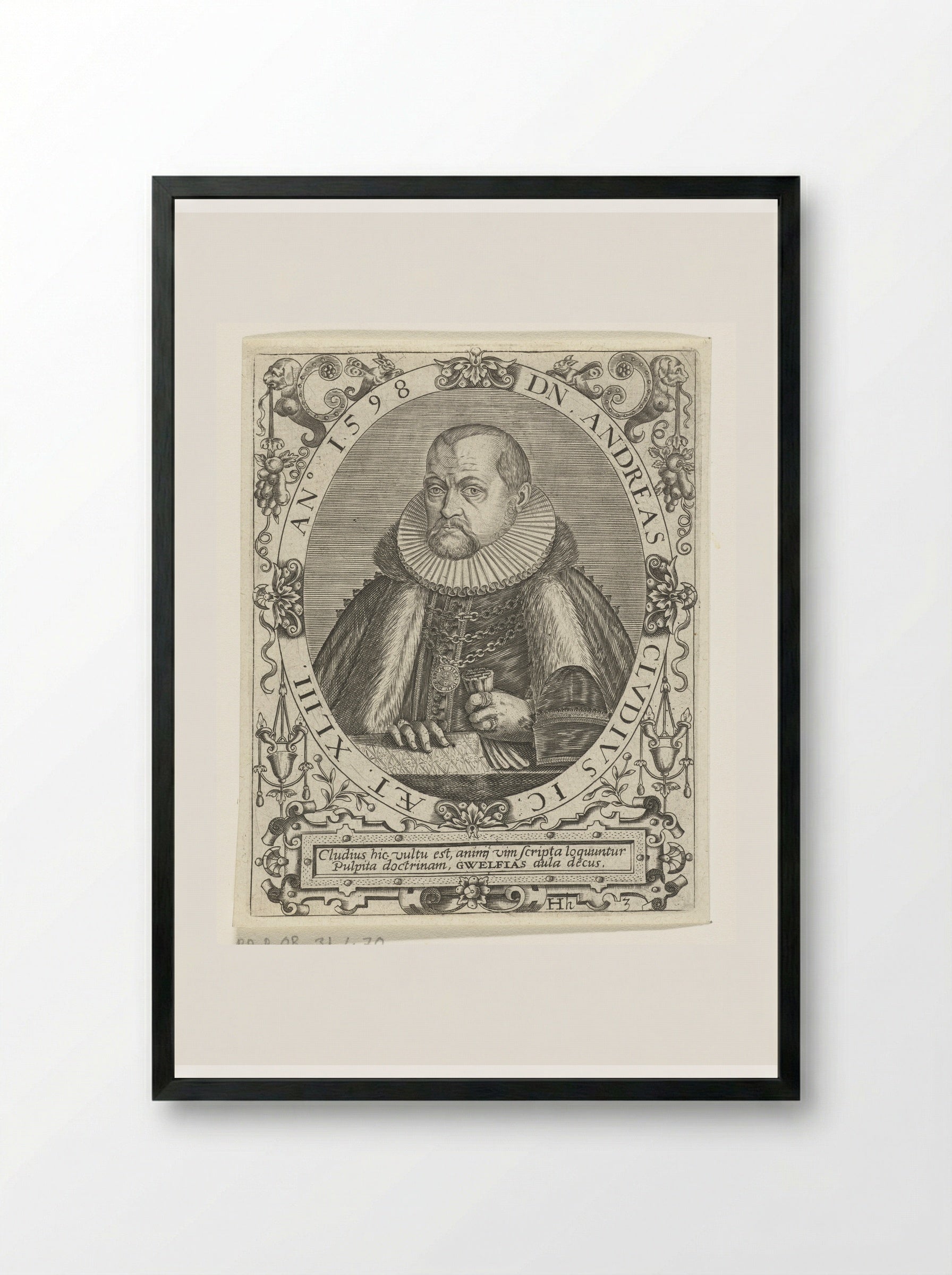 Portret van Andreas Cludius - Johann Theodor de Bry - Framed Print Black