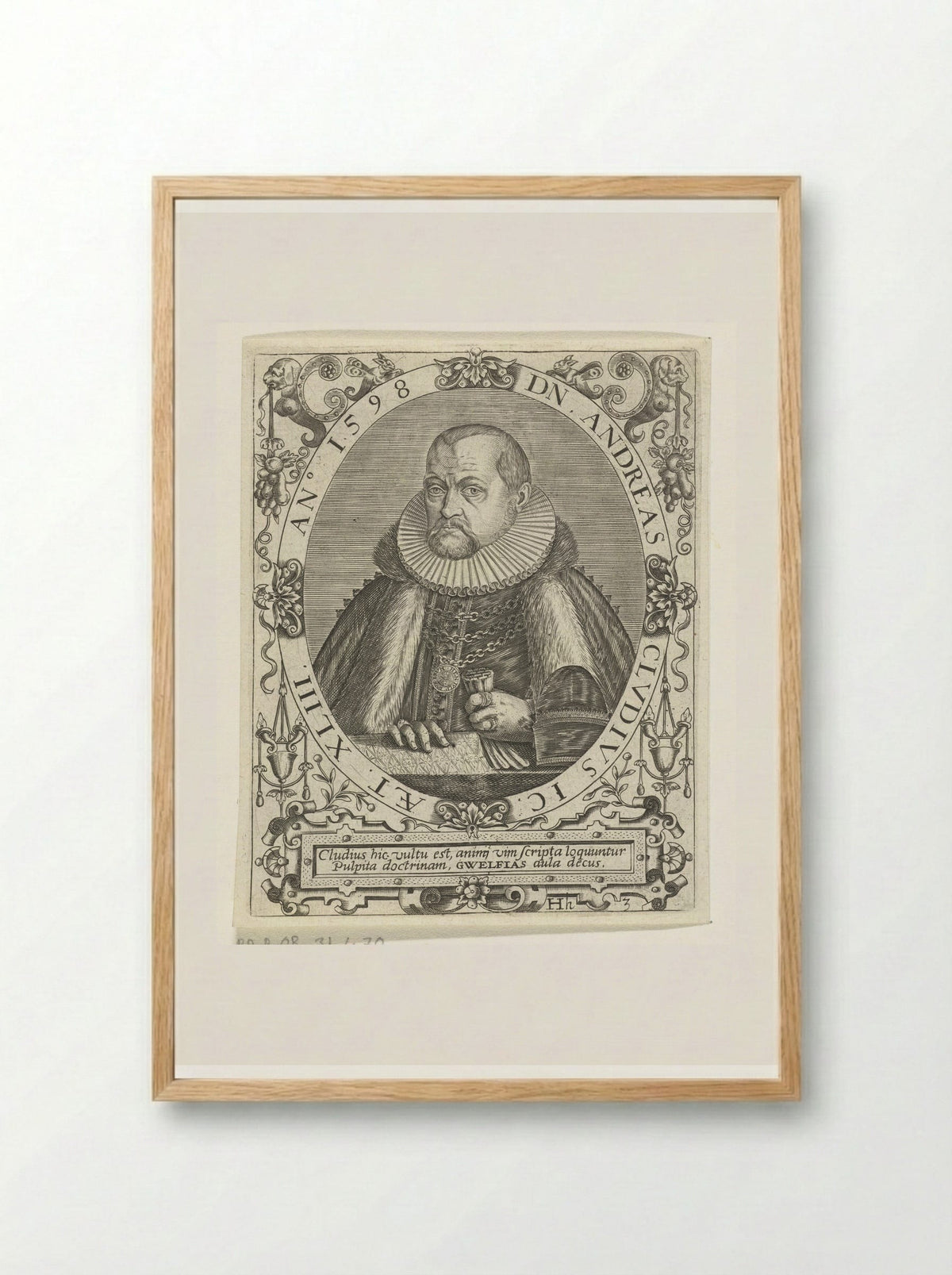 Portret van Andreas Cludius - Johann Theodor de Bry - Framed Print Wood