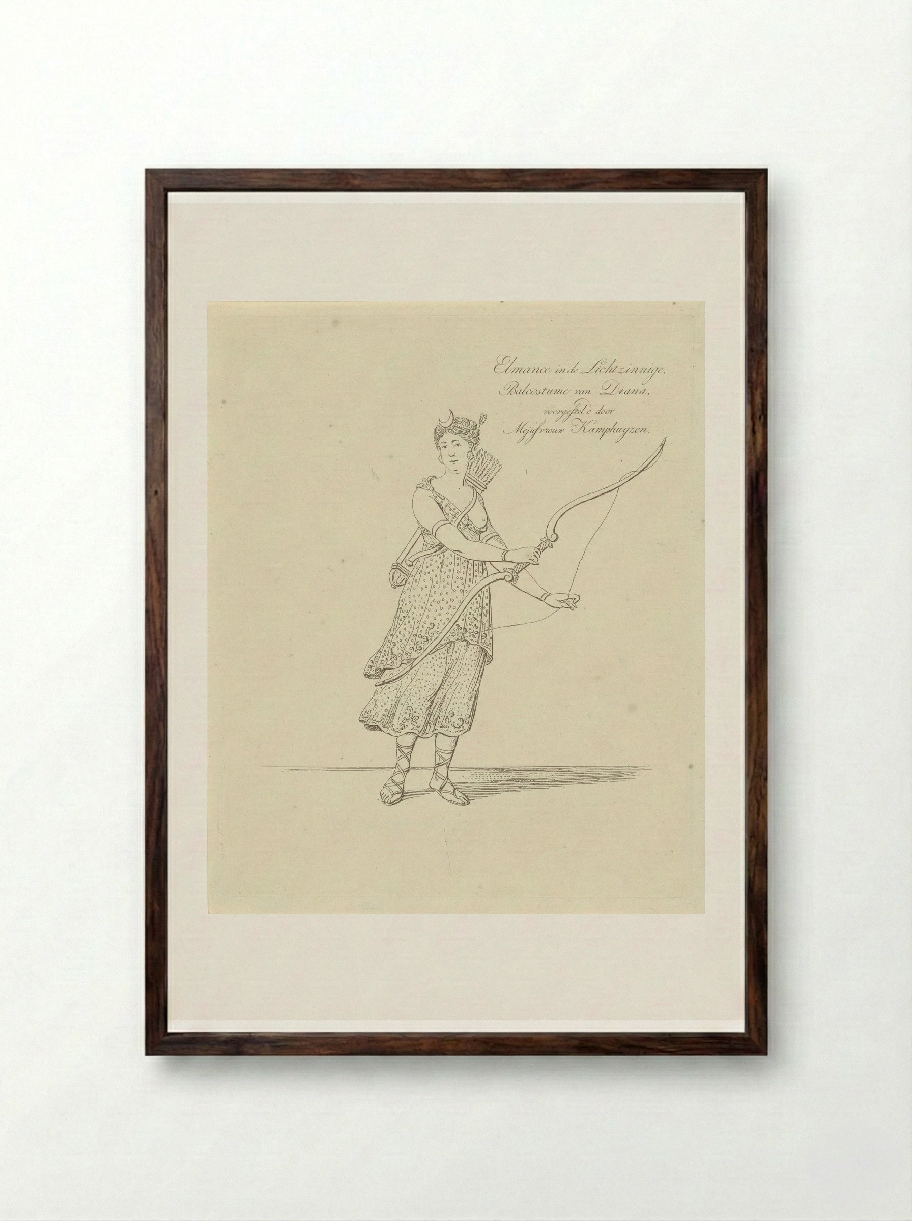 Portret van Anna Maria Snoek als Diana - Johannes Jelgerhuis - Framed Print Dark Wood