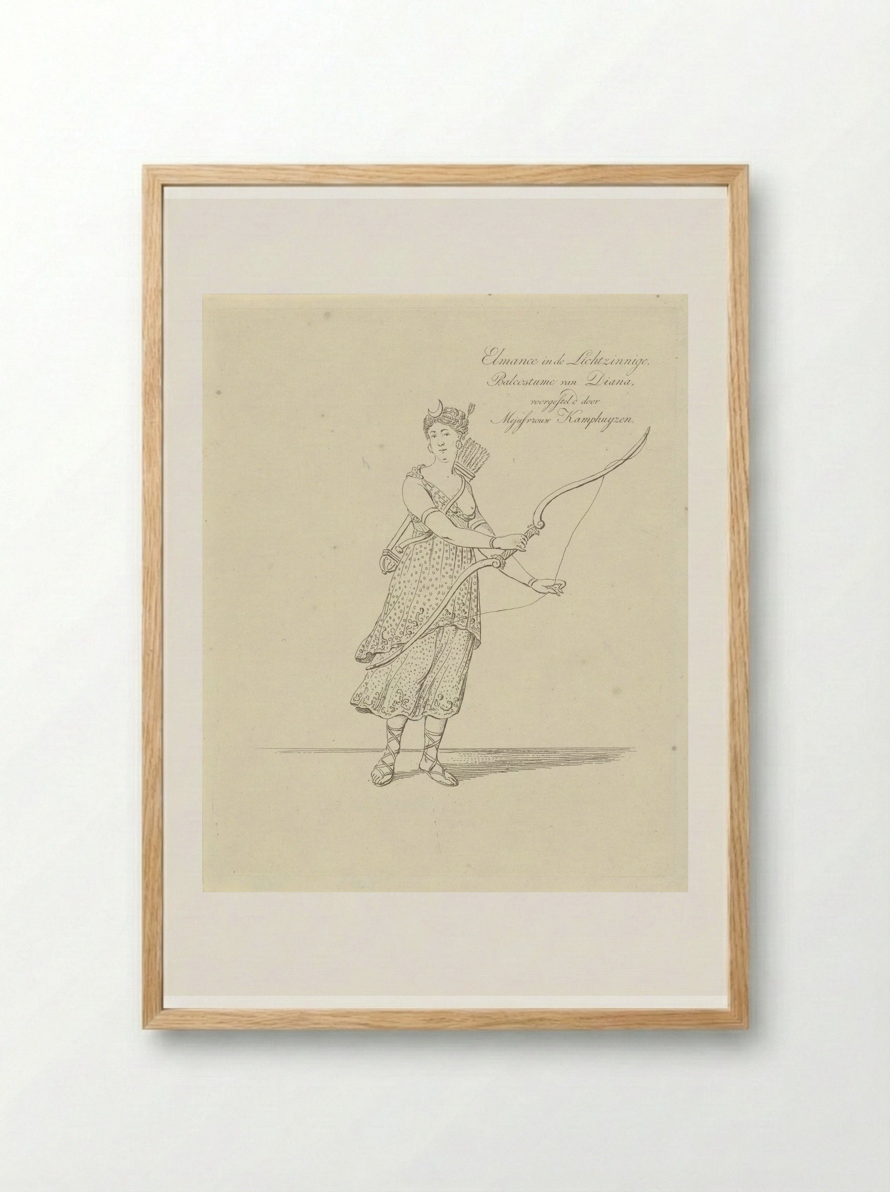 Portret van Anna Maria Snoek als Diana - Johannes Jelgerhuis - Framed Print Wood