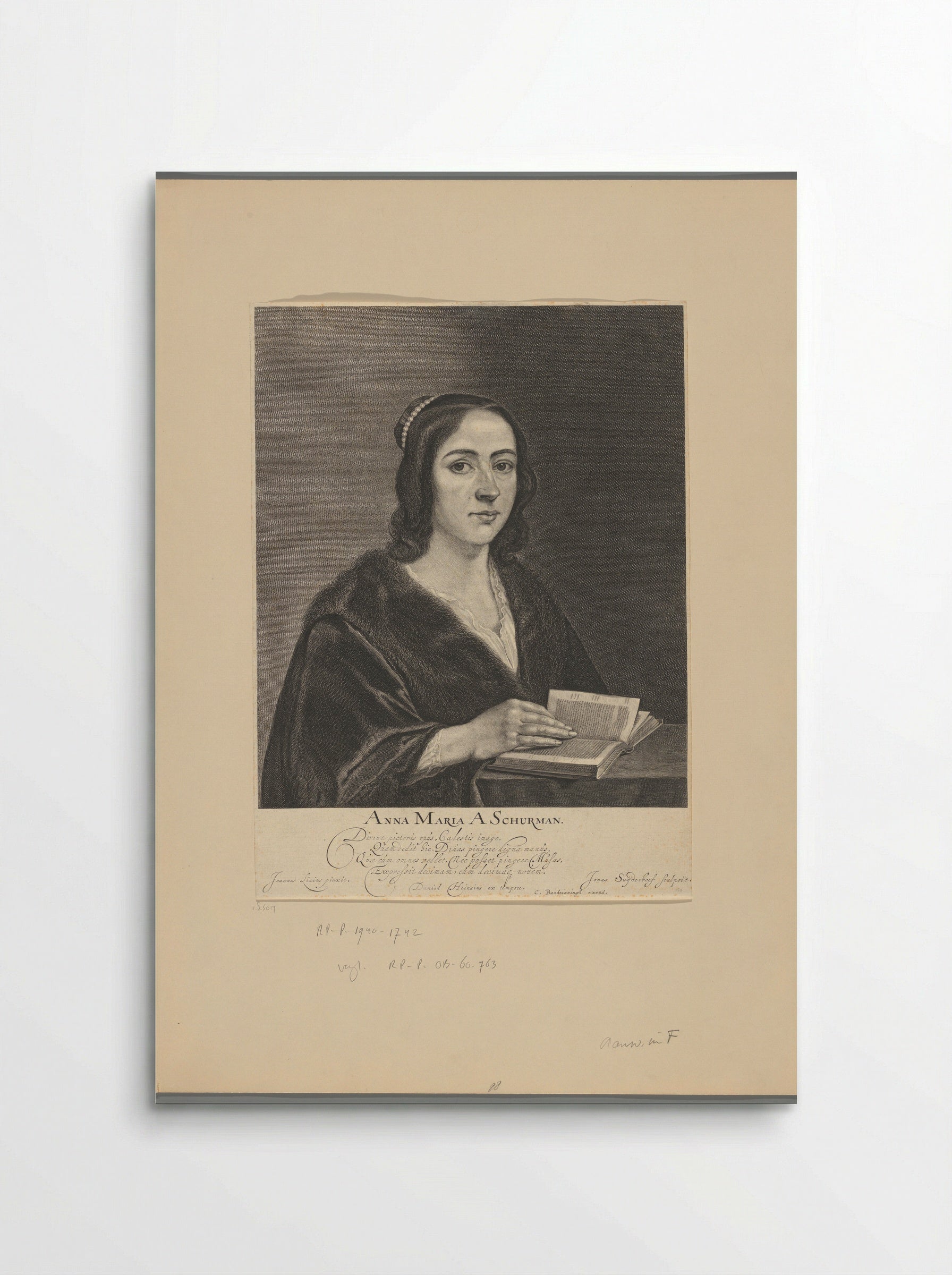 Portret van Anna Maria van Schurman - Jonas Suyderhoef - Poster