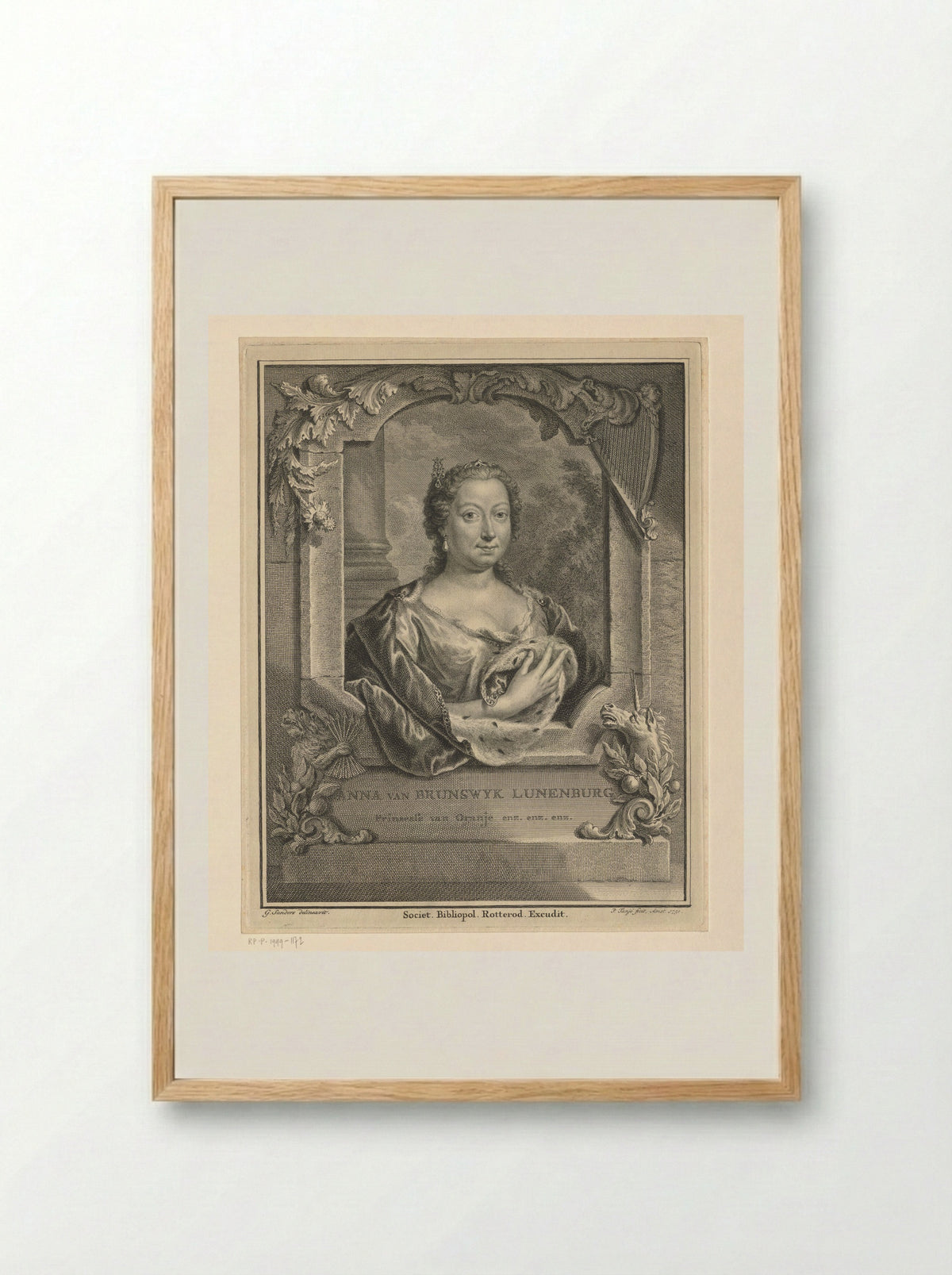 Portret van Anna van Hannover, prinses van Oranje-Nassau - Pieter Tanjé - Framed Print Wood
