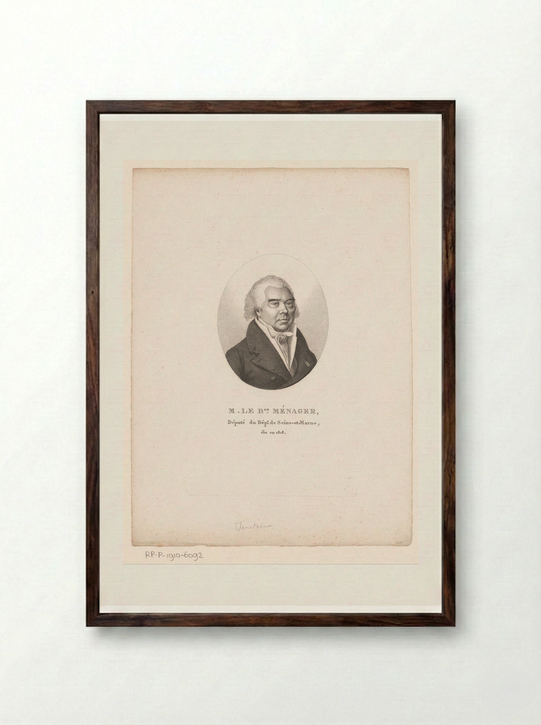 Portret van Antoine Jean François Ménager - Ambroise Tardieu - Framed Print Dark Wood