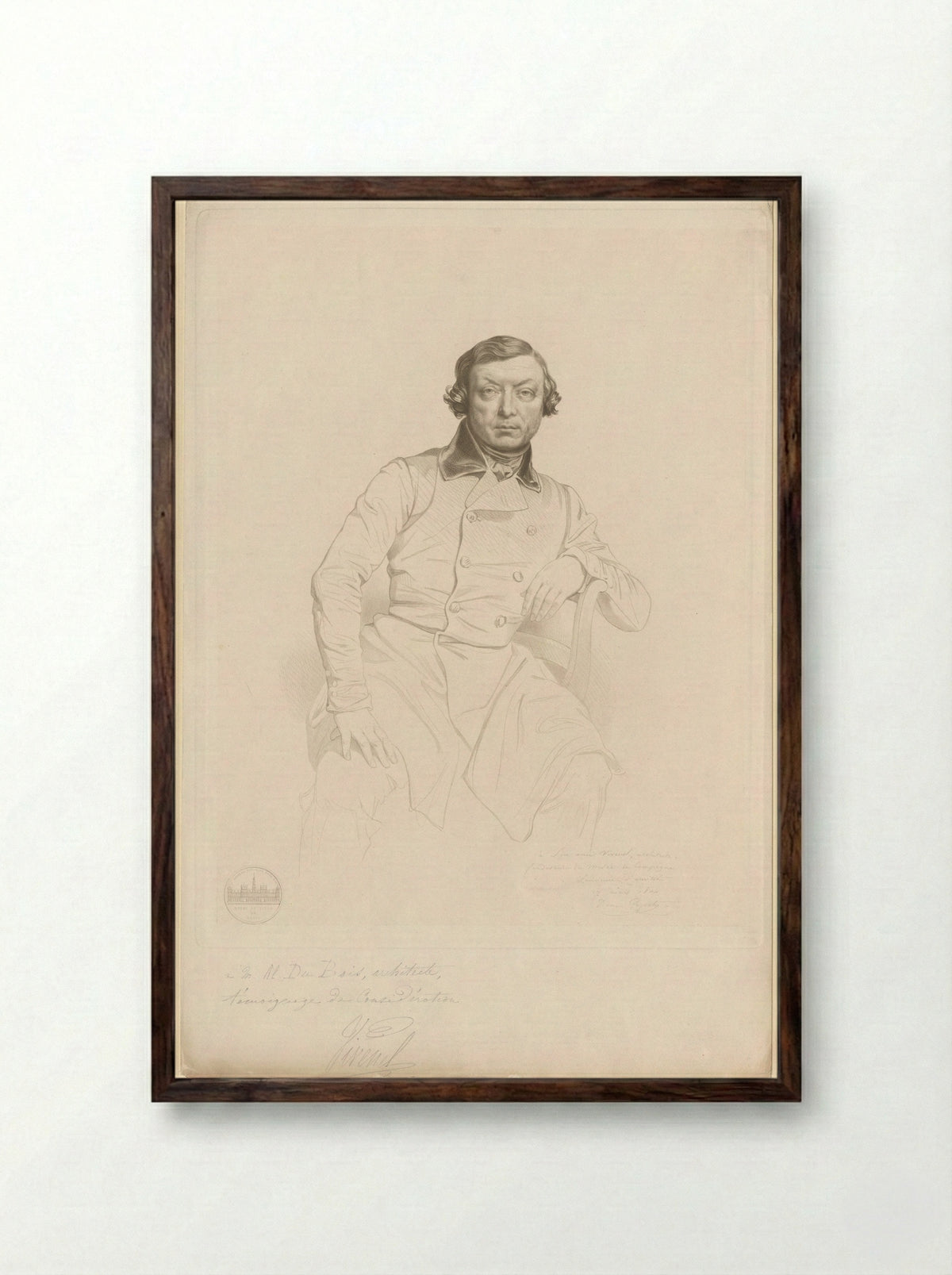 Portret van Antoine Vivenel - Claude Marie François Dien - Framed Print Dark Wood