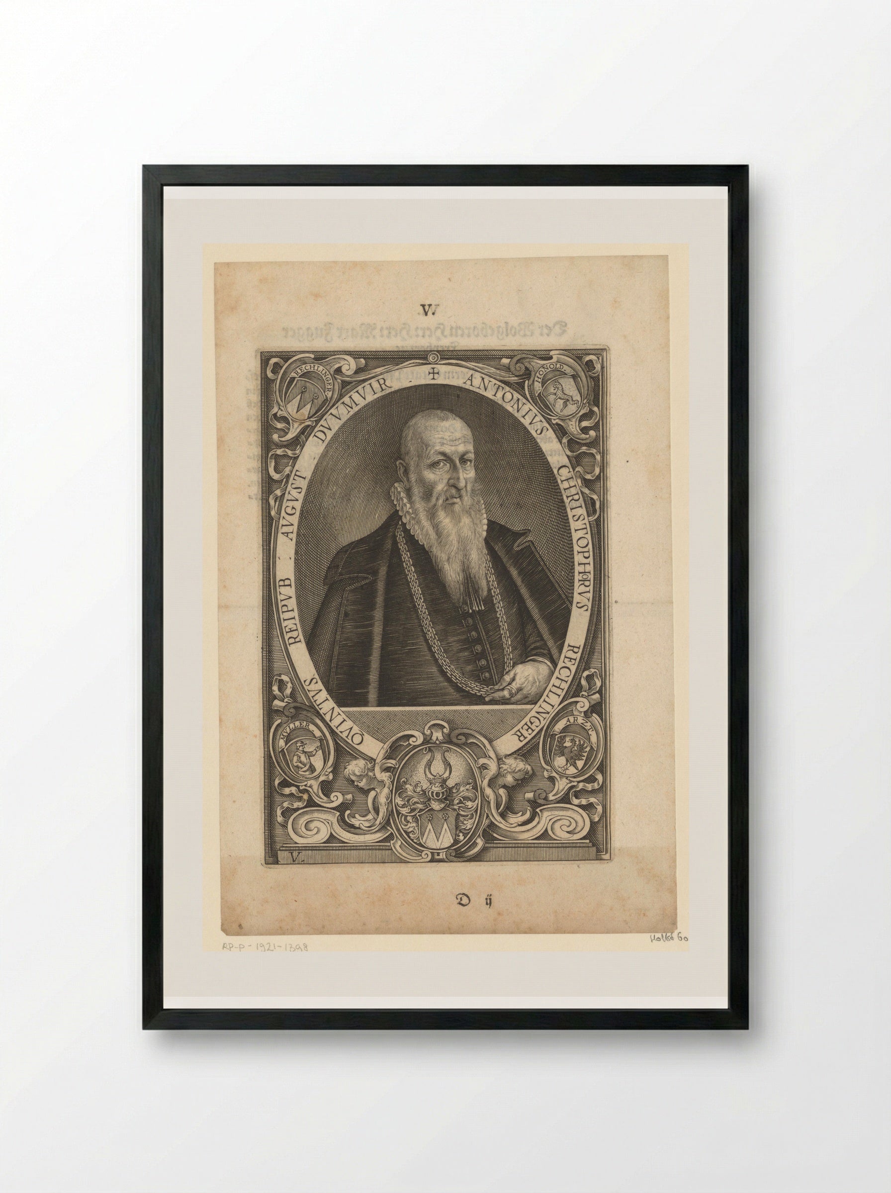 Portret van Anton Christoph Rechlinger - Lucas Kilian - Framed Print Black