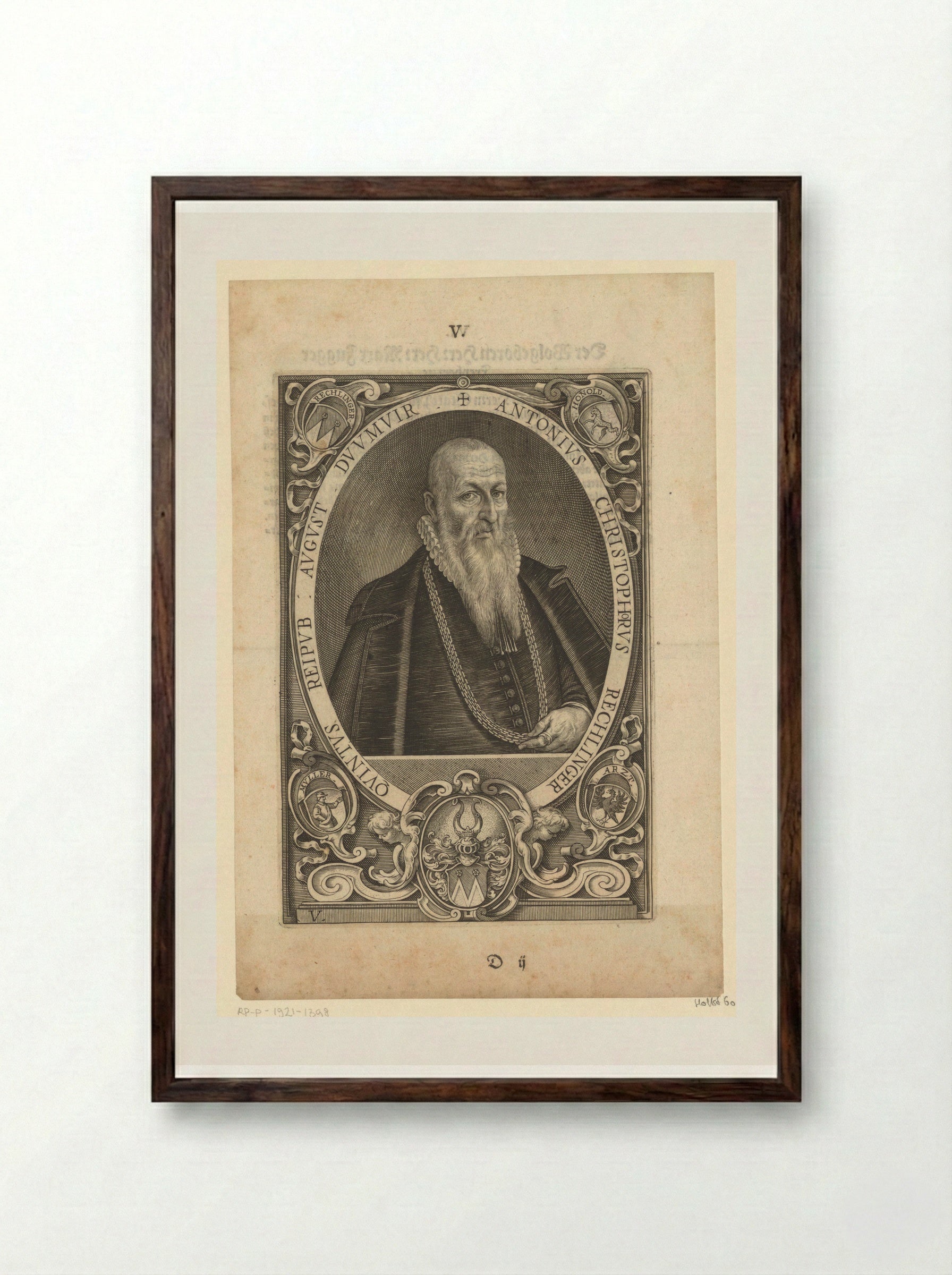 Portret van Anton Christoph Rechlinger - Lucas Kilian - Framed Print Dark Wood
