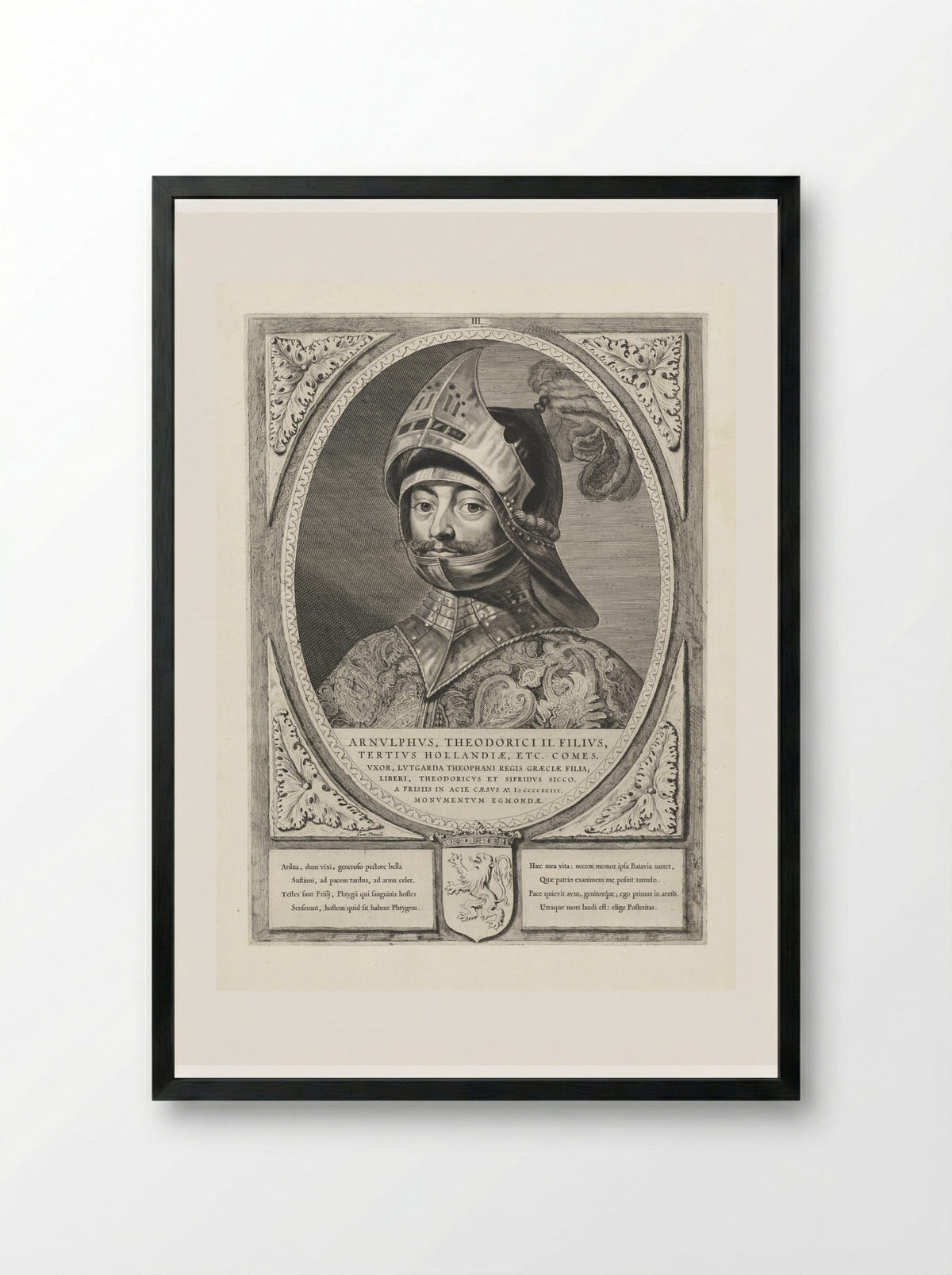 Portret van Arnulf, graaf van Holland - Cornelis Visscher (II) - Framed Print Black