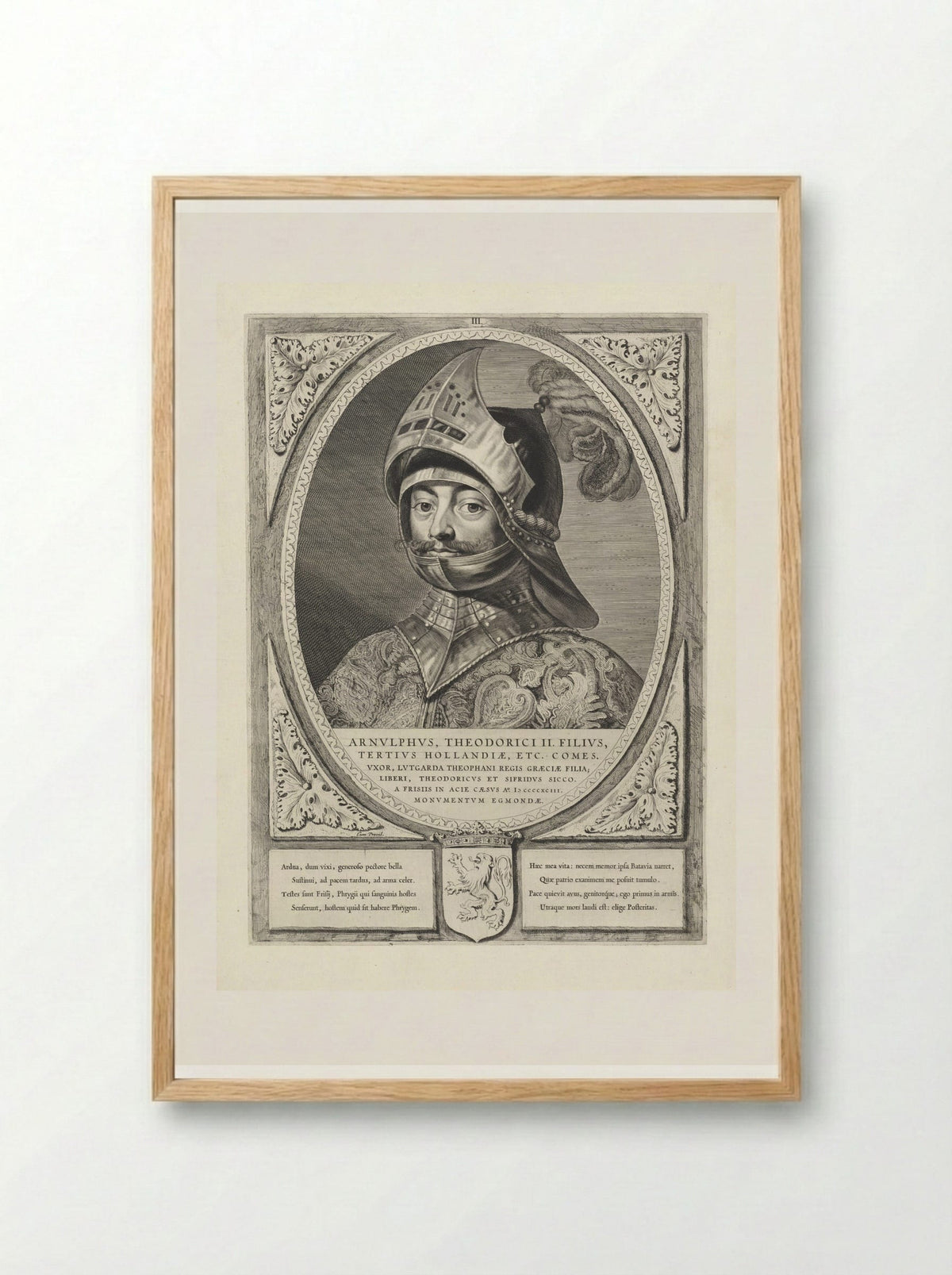 Portret van Arnulf, graaf van Holland - Cornelis Visscher (II) - Framed Print Wood
