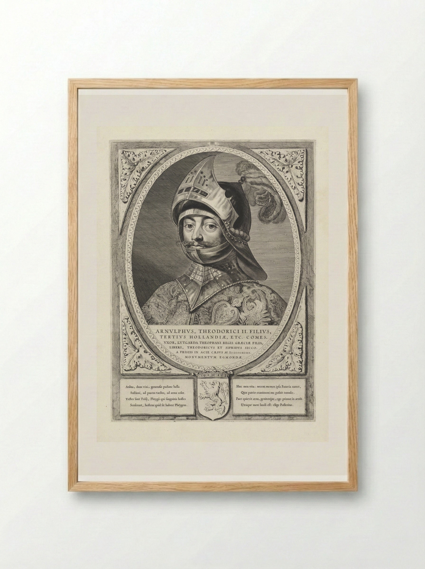 Portret van Arnulf, graaf van Holland - Cornelis Visscher (II) - Framed Print Wood