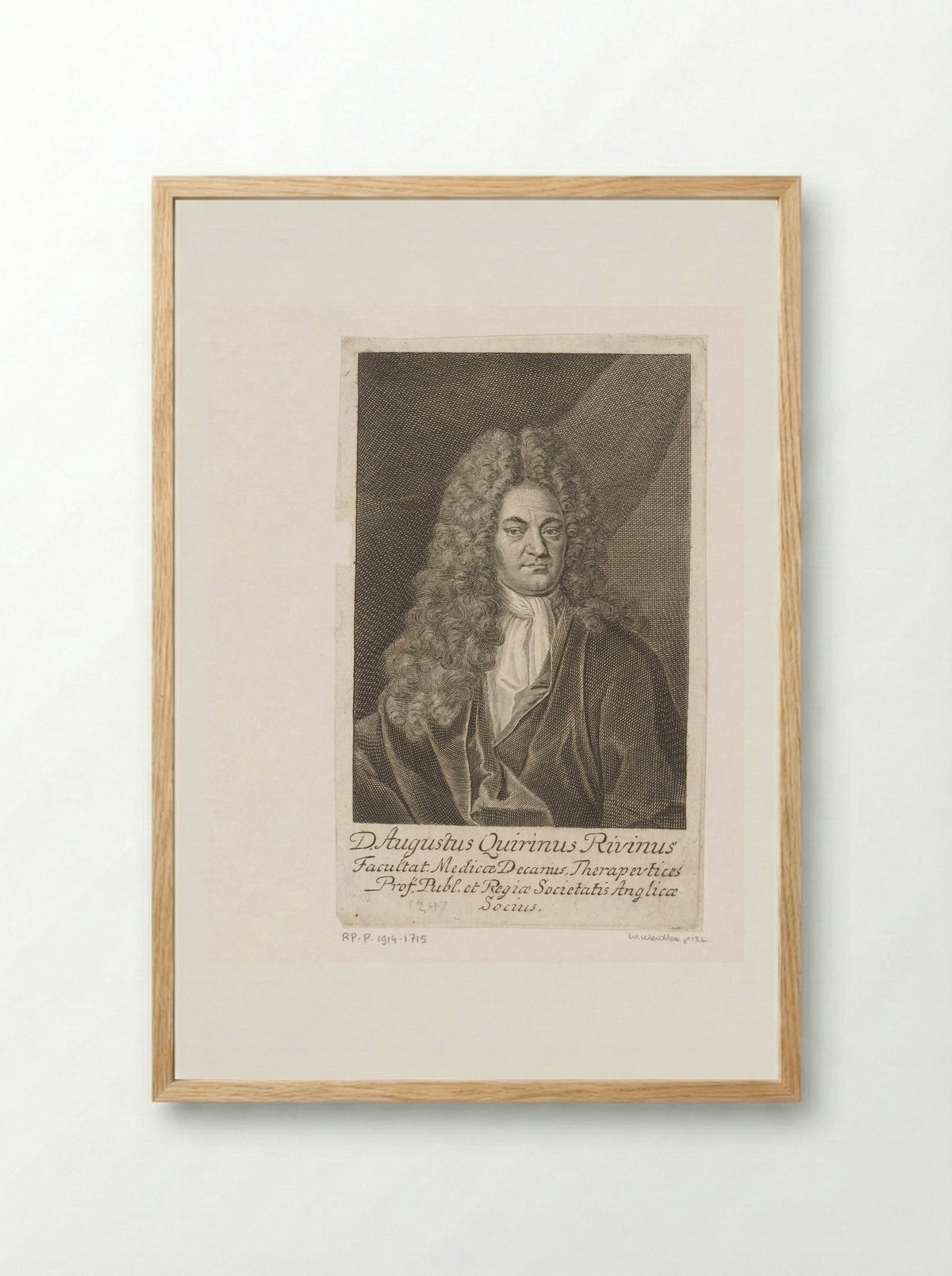 Portret van August Quirinus Rivinus - Martin Bernigeroth - Framed Print Wood