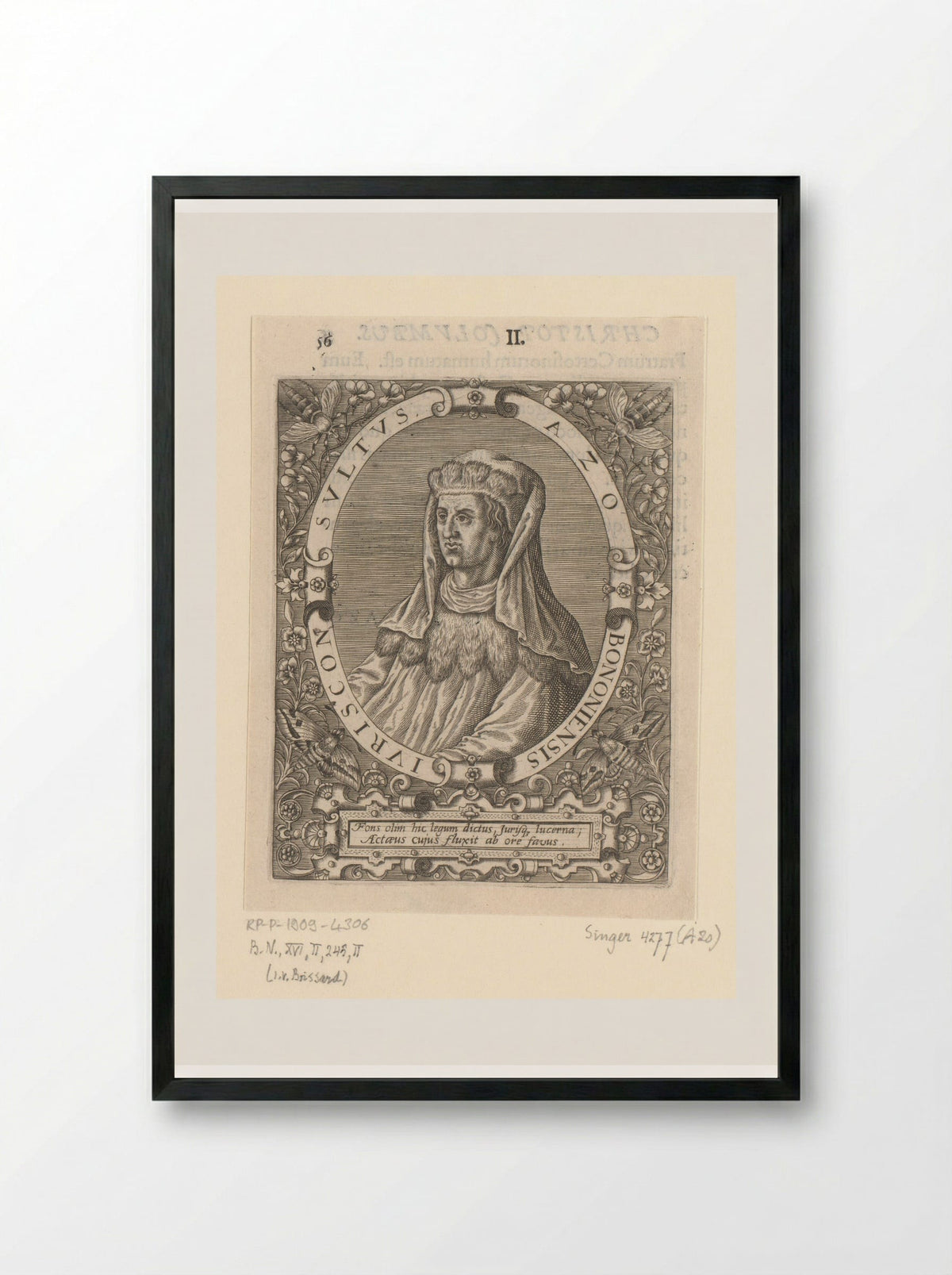 Portret van Azo van Bologna - Theodor de Bry - Framed Print Black