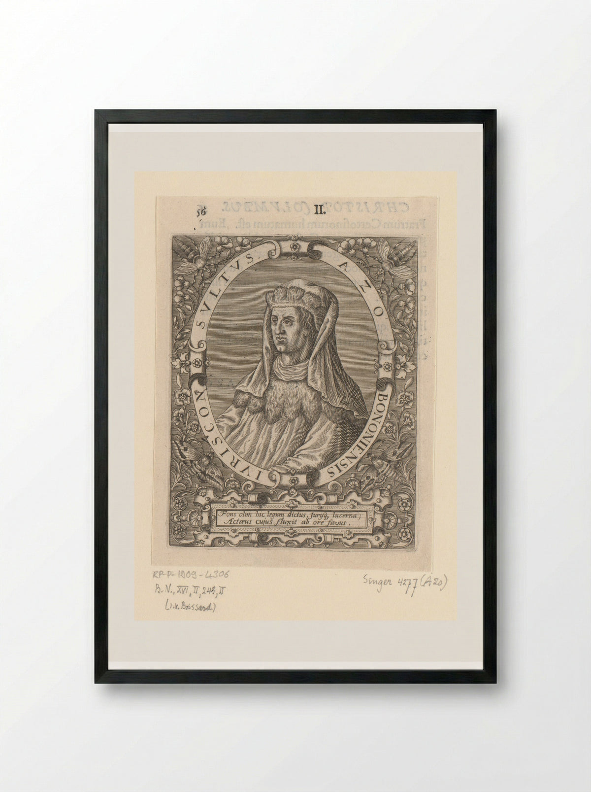Portret van Azo van Bologna - Theodor de Bry - Framed Print Black