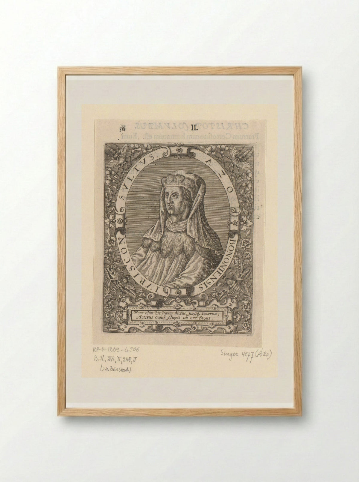 Portret van Azo van Bologna - Theodor de Bry - Framed Print Wood