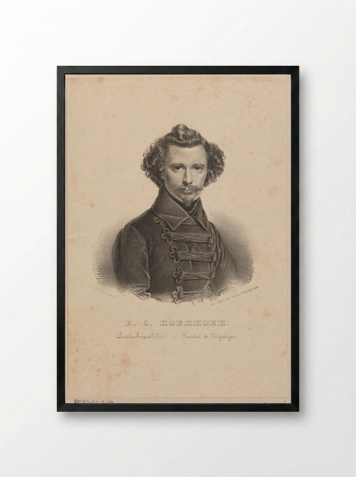 Portret van Barend Cornelis Koekkoek - Gerhardus Fredericus Eilbracht - Framed Print Black