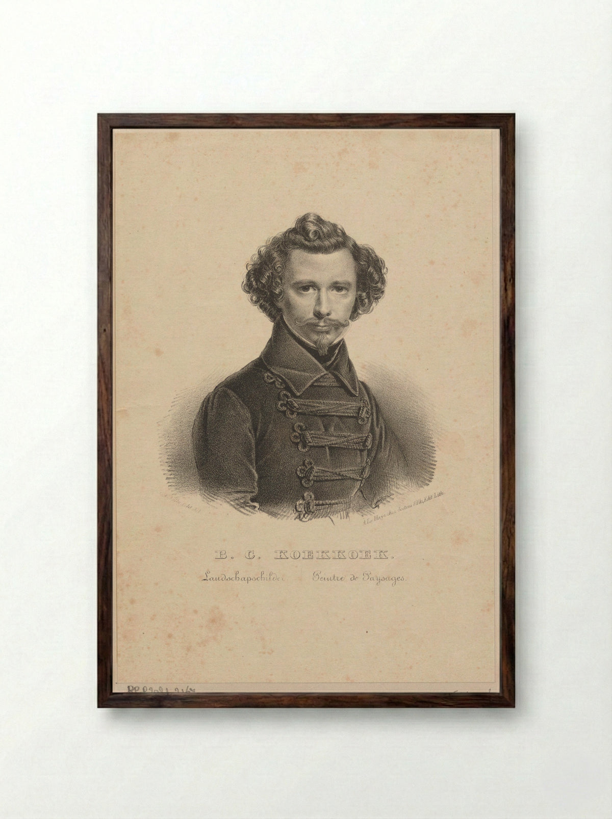 Portret van Barend Cornelis Koekkoek - Gerhardus Fredericus Eilbracht - Framed Print Dark Wood