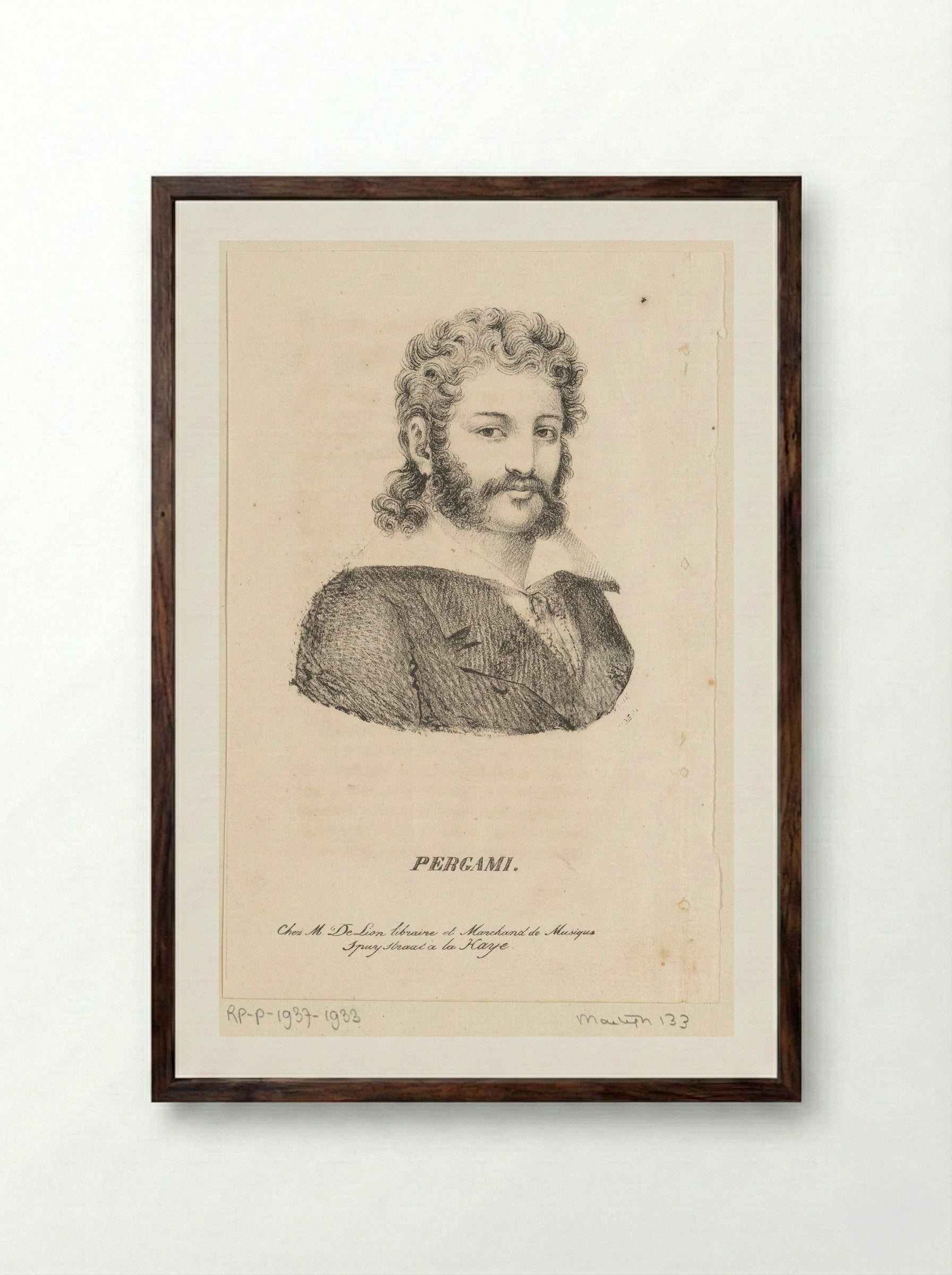 Portret van Baron Pergami - Jean Baptiste Ambroise Marcellin Jobard - Framed Print Dark Wood