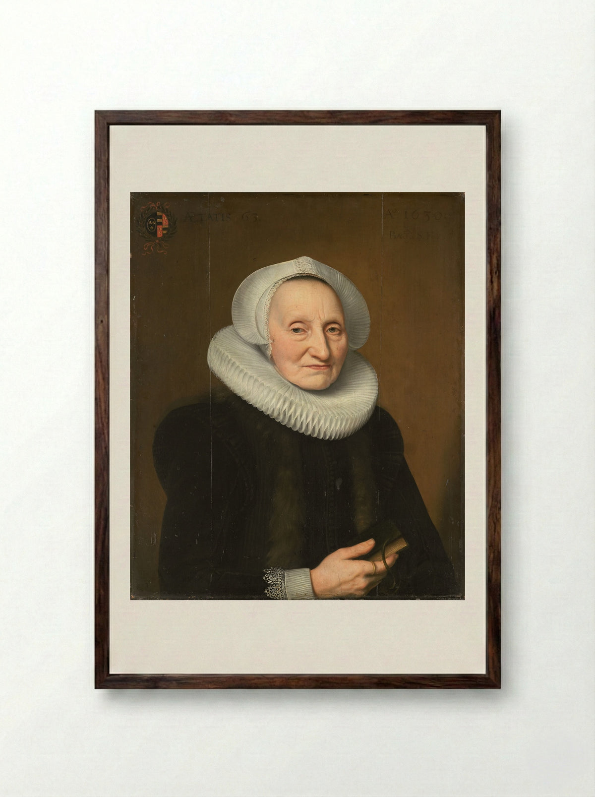 Portret van Belia Claesdr - Bartholomeus Sarburgh - Framed Print Dark Wood