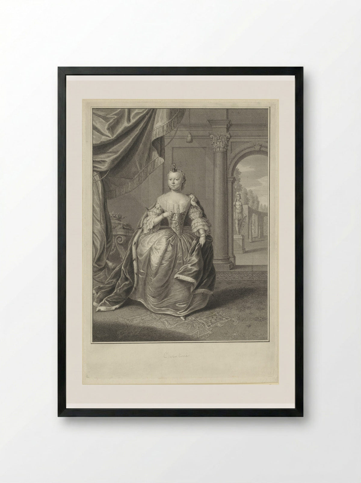 Portret van Carolina, prinses van Oranje-Nassau - Pieter Tanjé - Framed Print Black