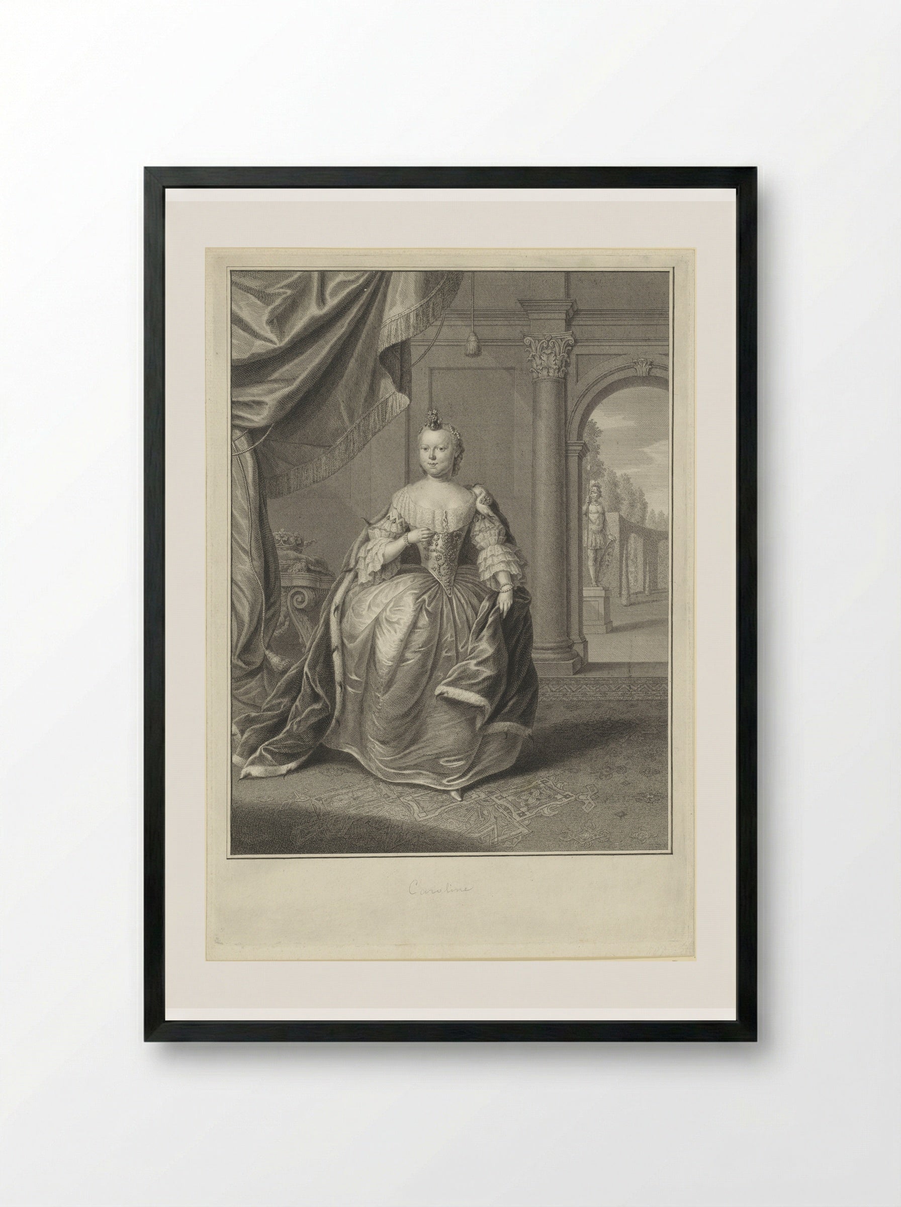 Portret van Carolina, prinses van Oranje-Nassau - Pieter Tanjé - Framed Print Black