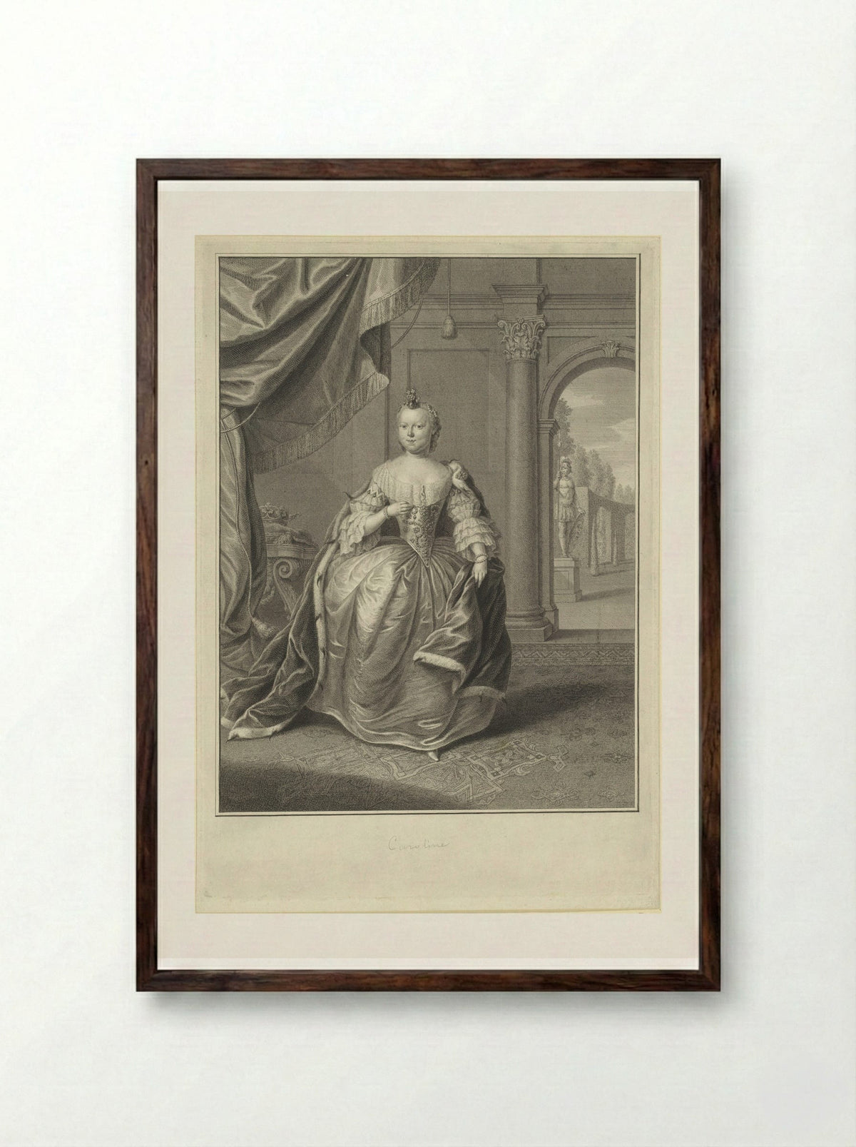 Portret van Carolina, prinses van Oranje-Nassau - Pieter Tanjé - Framed Print Dark Wood