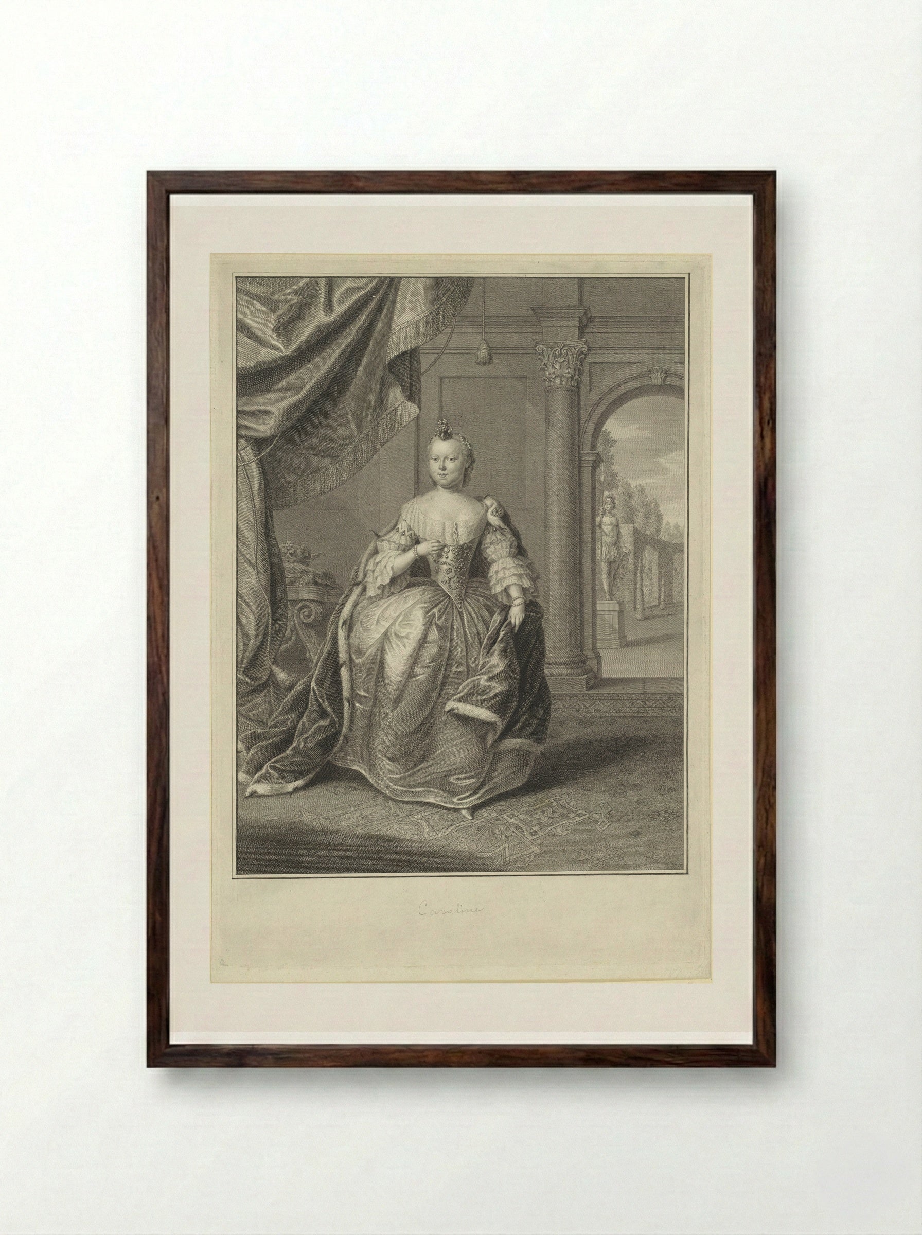 Portret van Carolina, prinses van Oranje-Nassau - Pieter Tanjé - Framed Print Dark Wood