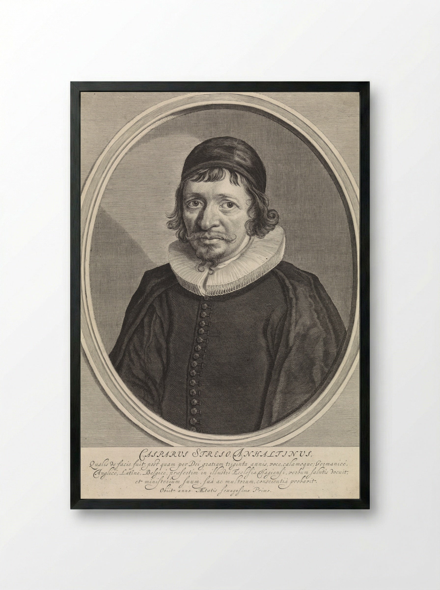 Portret van Caspar Streso - Theodor Matham - Framed Print Black