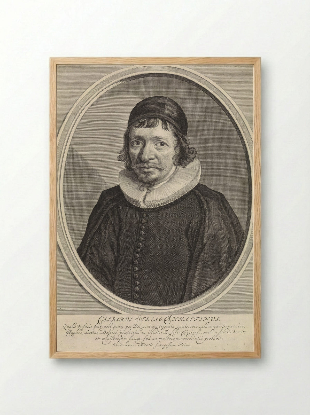 Portret van Caspar Streso - Theodor Matham - Framed Print Wood