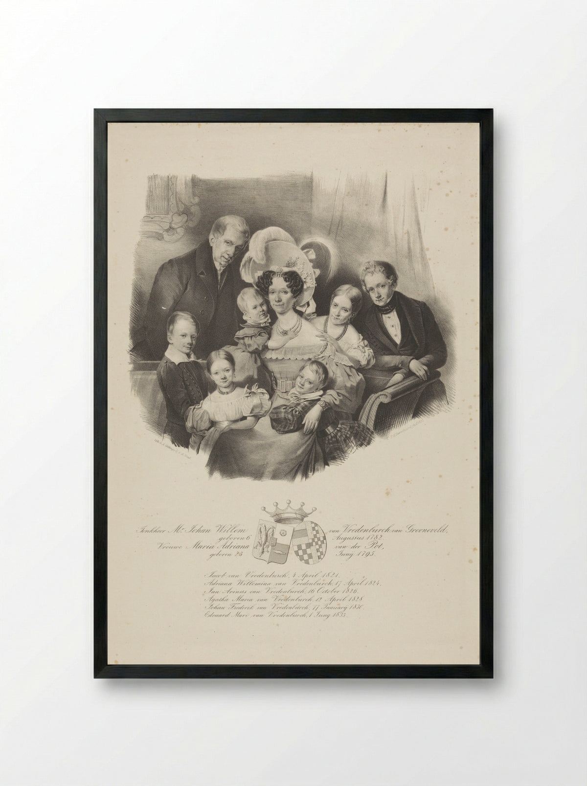 Portret van Catharina van der Goes - Johan Willem van Vredenburch van Groeneveld - Framed Print Black