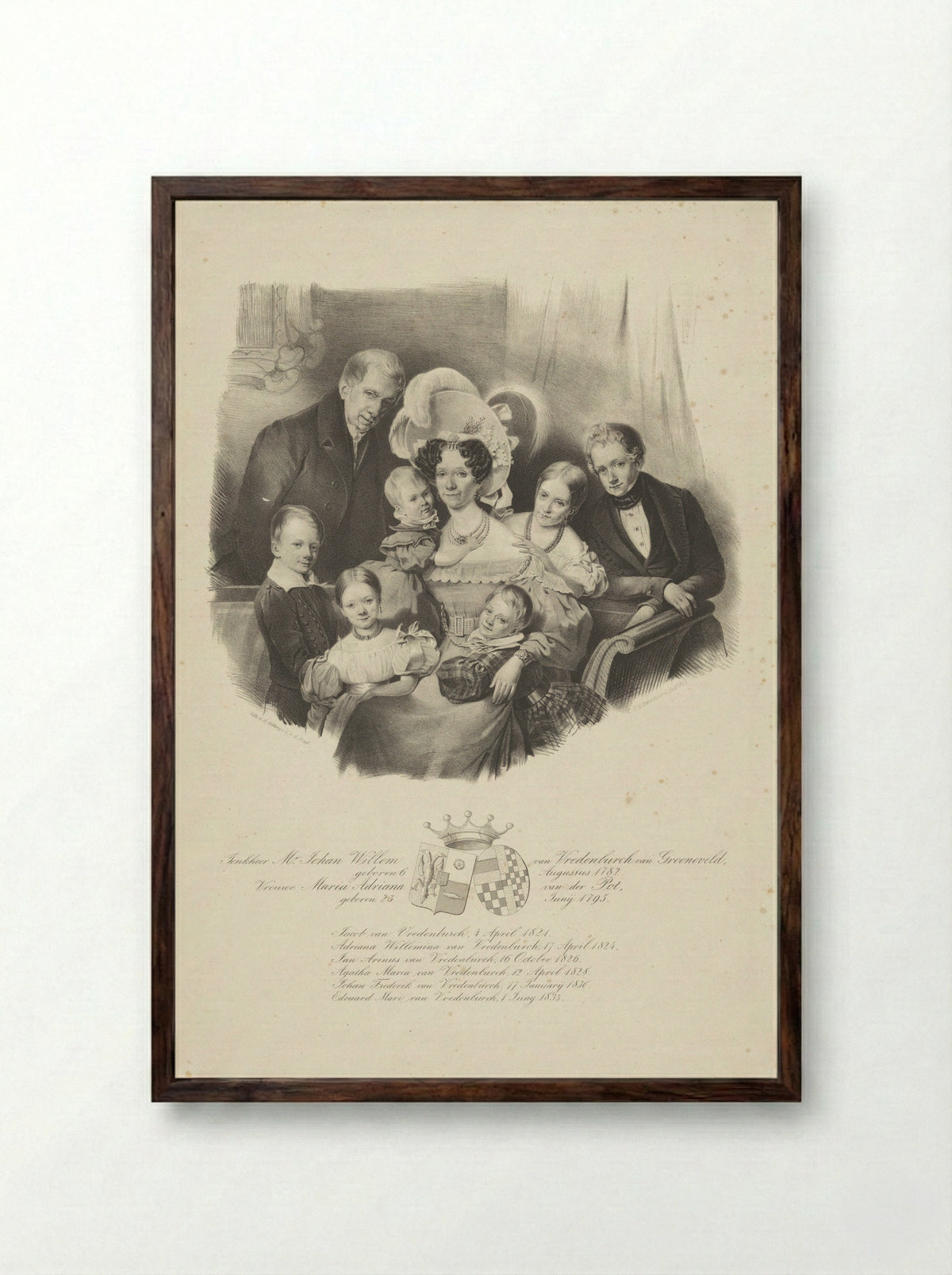 Portret van Catharina van der Goes - Johan Willem van Vredenburch van Groeneveld - Framed Print Dark Wood