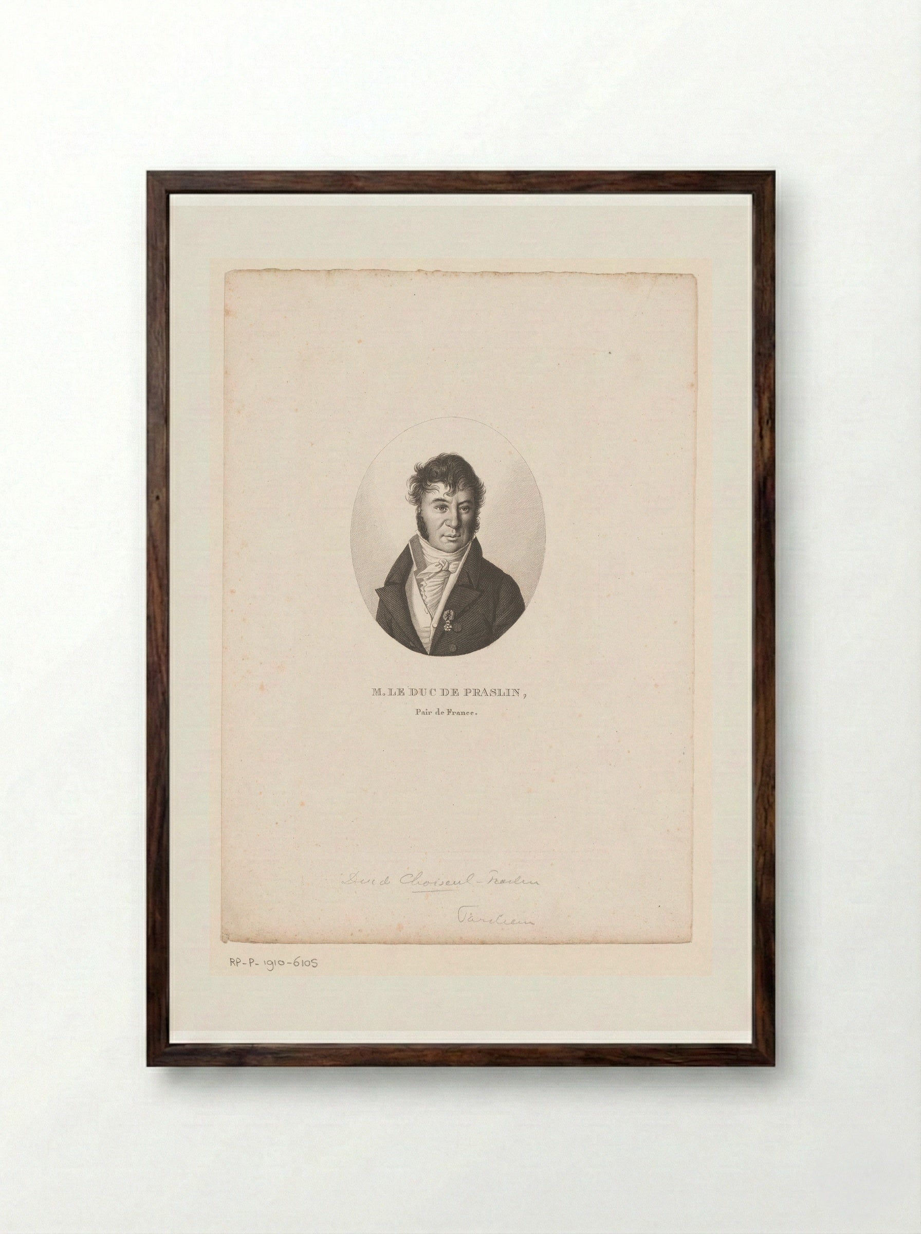 Portret van Charles-Félix de Choiseul-Praslin - Ambroise Tardieu - Framed Print Dark Wood