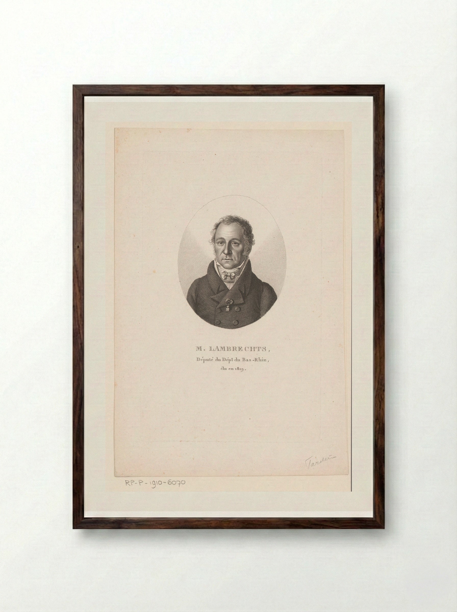 Portret van Charles Joseph Mathieu Lambrechts - Ambroise Tardieu - Framed Print Dark Wood