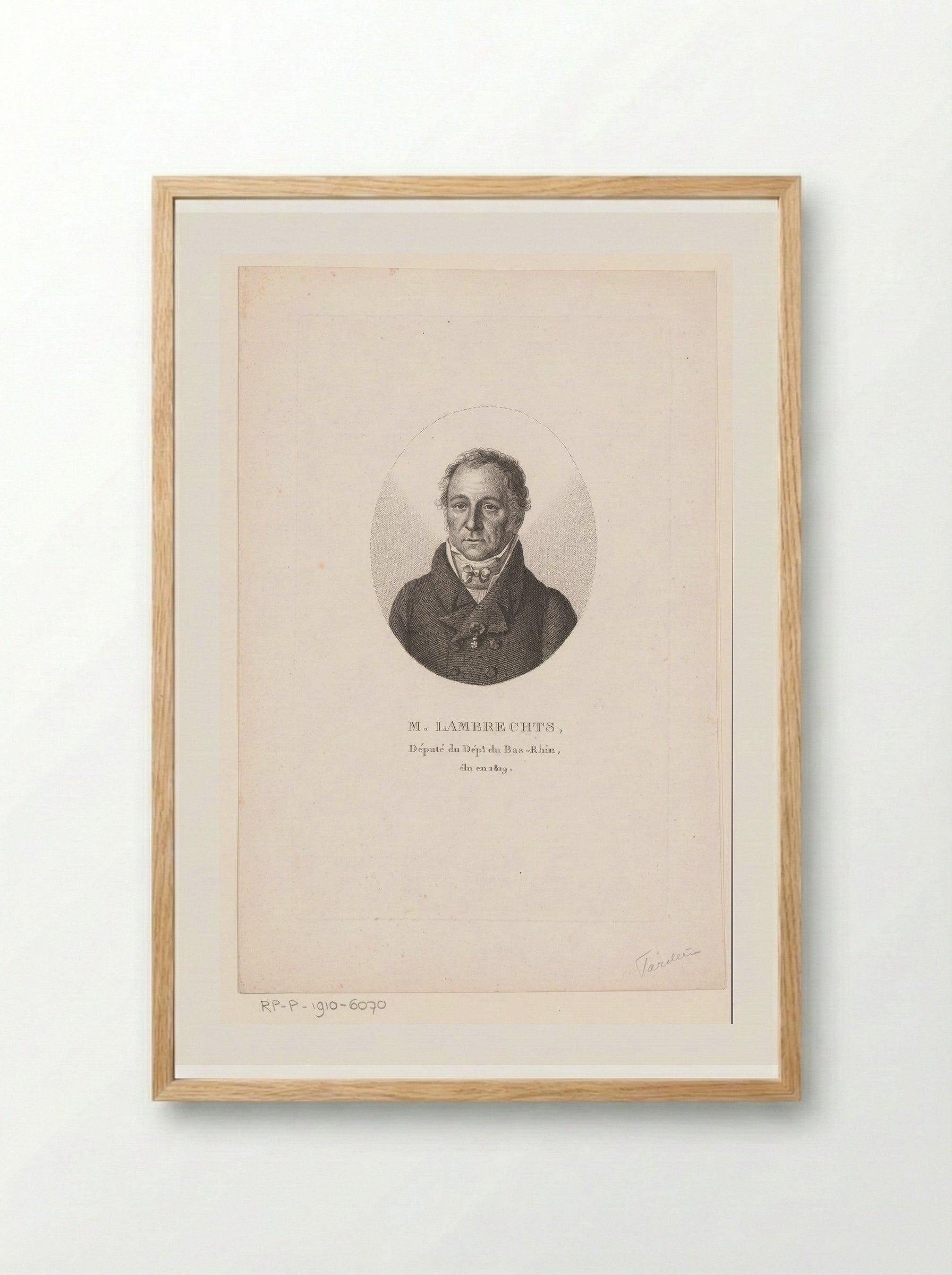 Portret van Charles Joseph Mathieu Lambrechts - Ambroise Tardieu - Framed Print Wood
