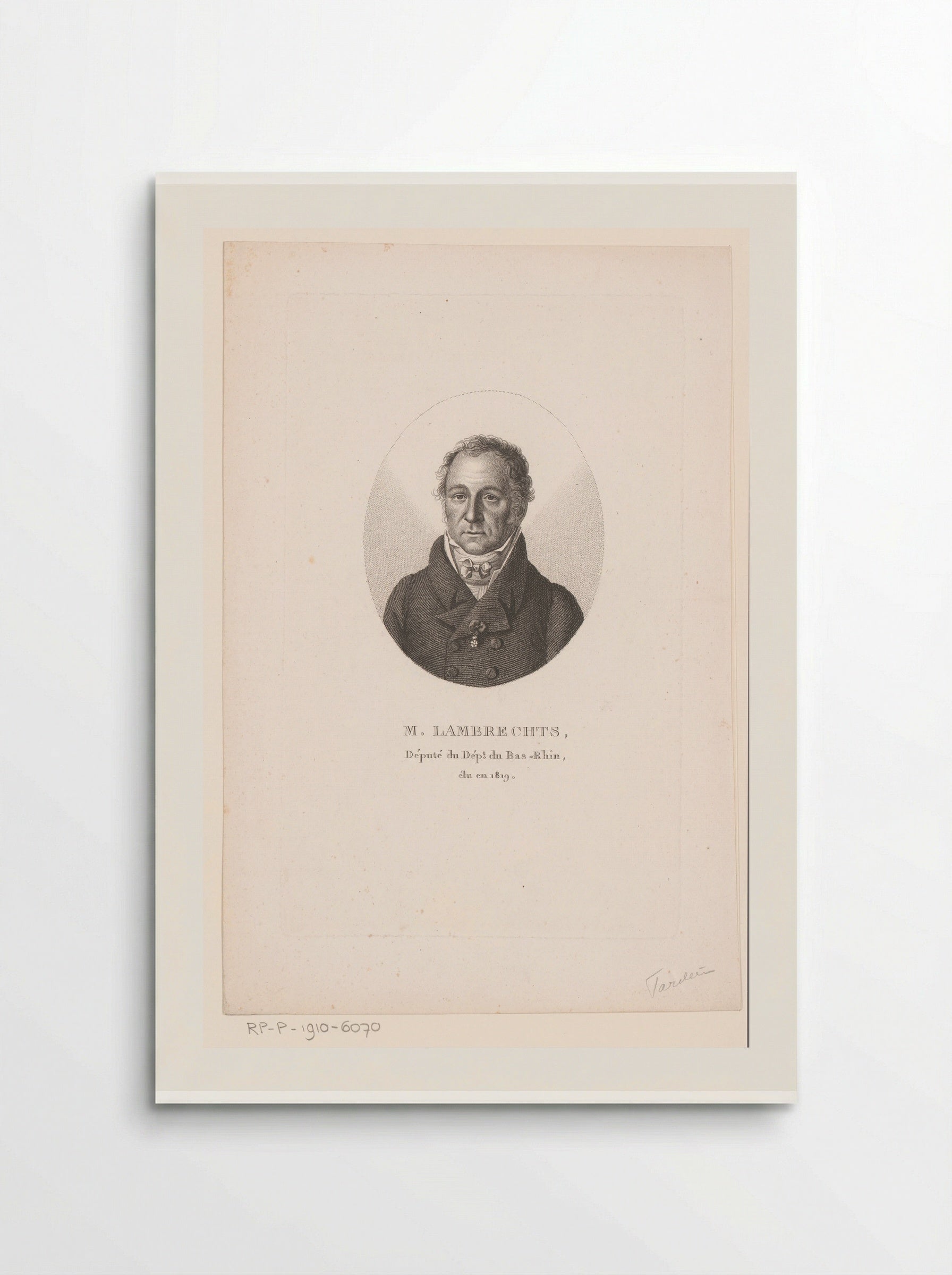 Portret van Charles Joseph Mathieu Lambrechts - Ambroise Tardieu - Poster