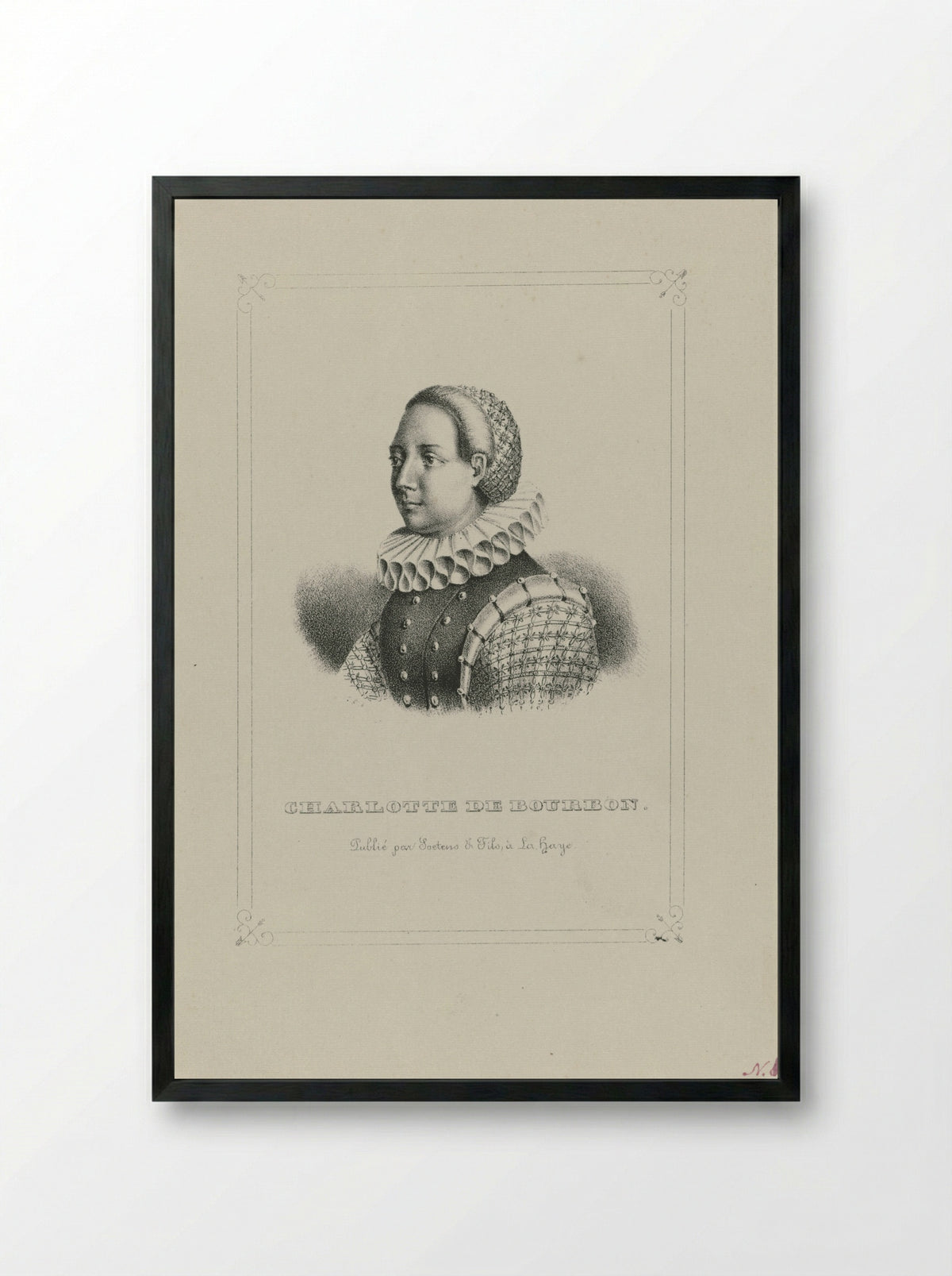 Portret van Charlotte van Bourbon - Gerhardus Fredericus Eilbracht - Framed Print Black