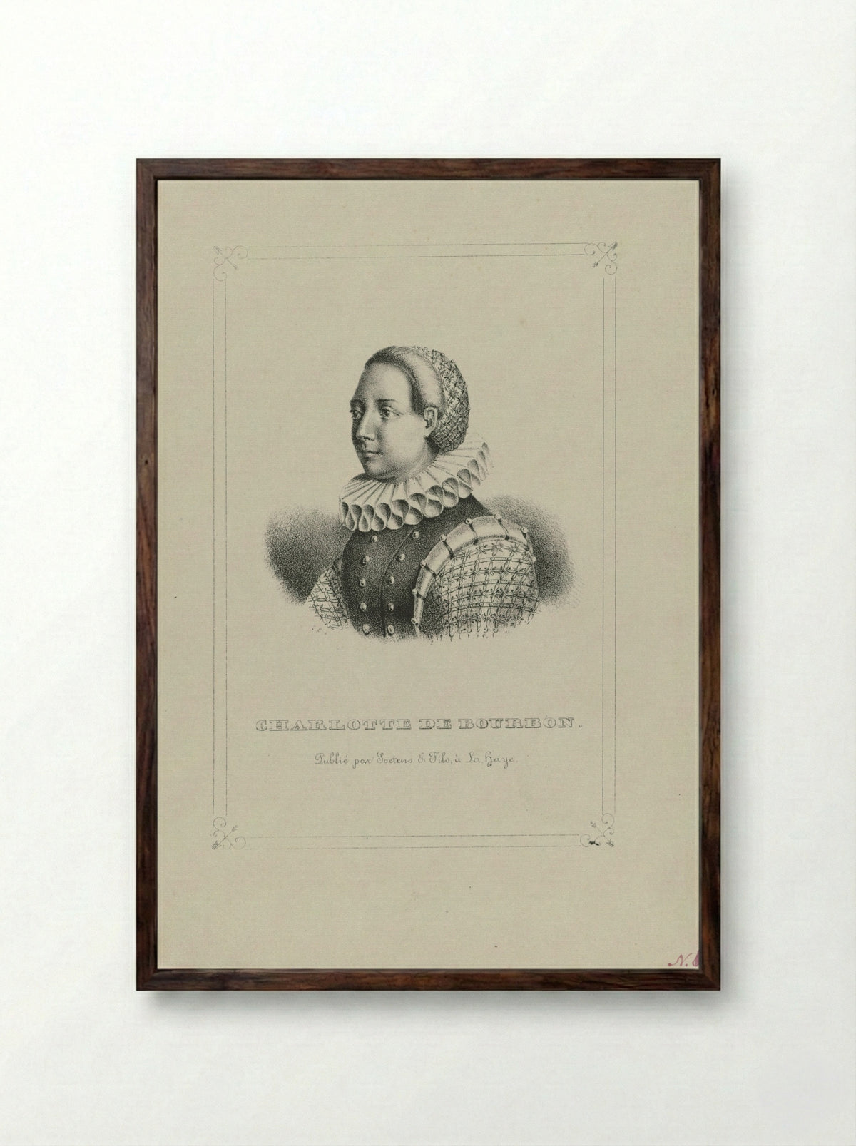 Portret van Charlotte van Bourbon - Gerhardus Fredericus Eilbracht - Framed Print Dark Wood