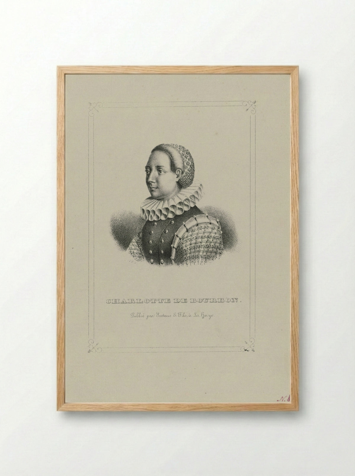 Portret van Charlotte van Bourbon - Gerhardus Fredericus Eilbracht - Framed Print Wood